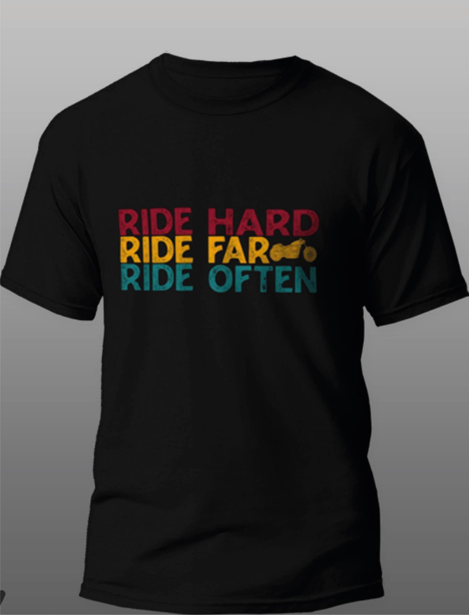 T-ShirtRide Hard Motorcu T-Shirt Modeli Siyah