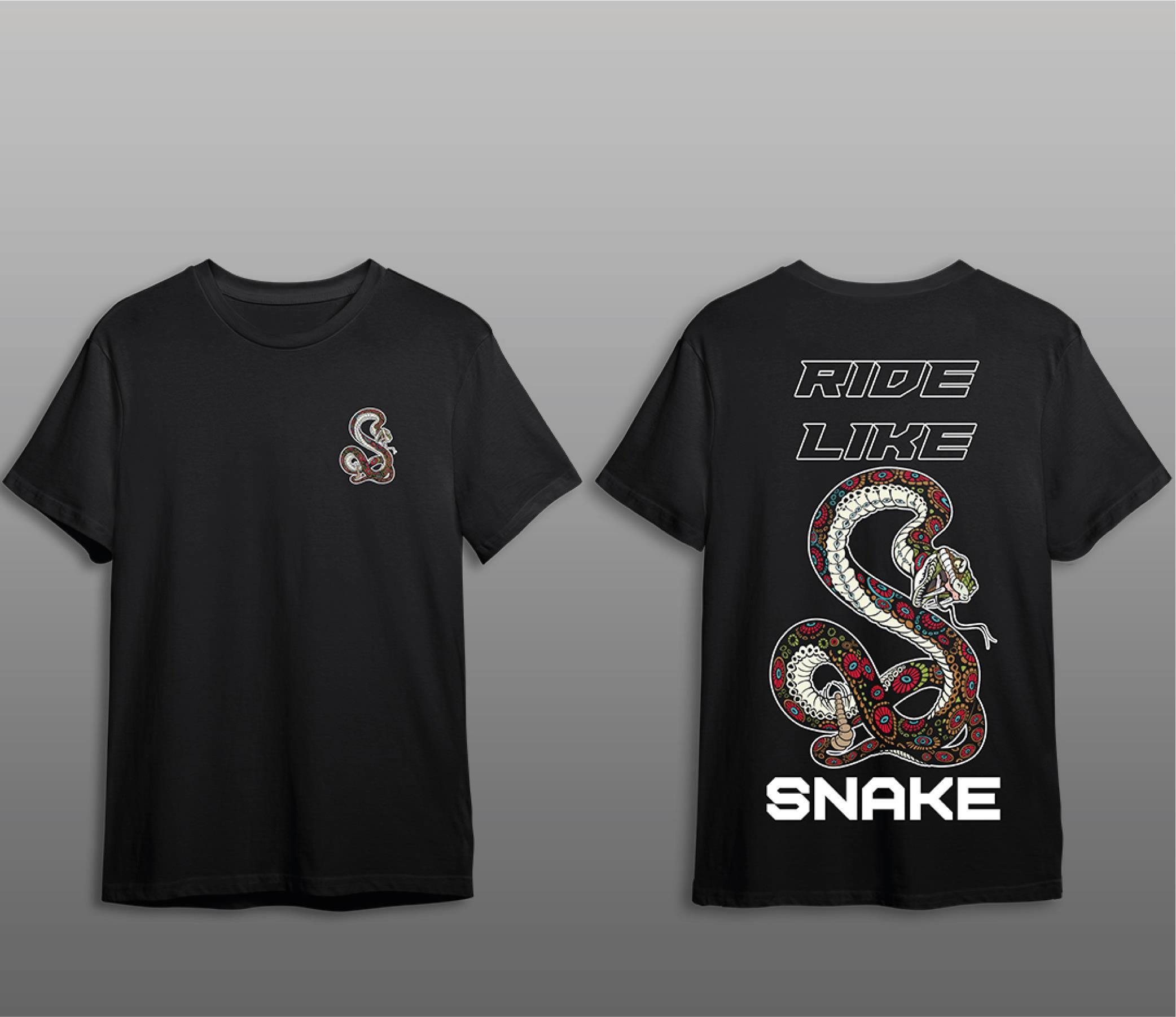 T-ShirtRide Like Snake Motorcu T-Shirt Modeli Siyah