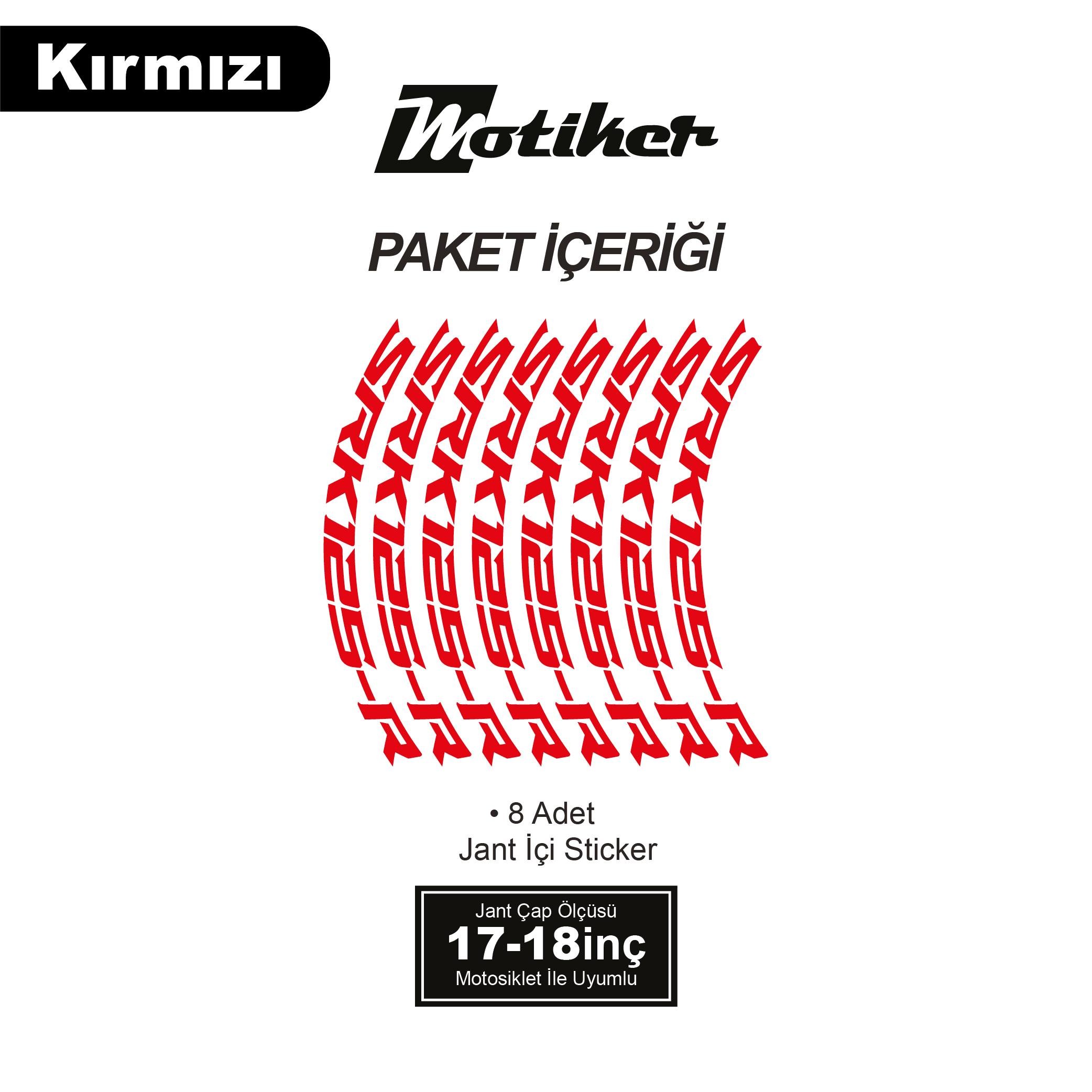 RKSRKS (QJ MOTOR) SRK 125-R Motosiklet Jant İçi Sticker Etiket Modeli Kırmızı