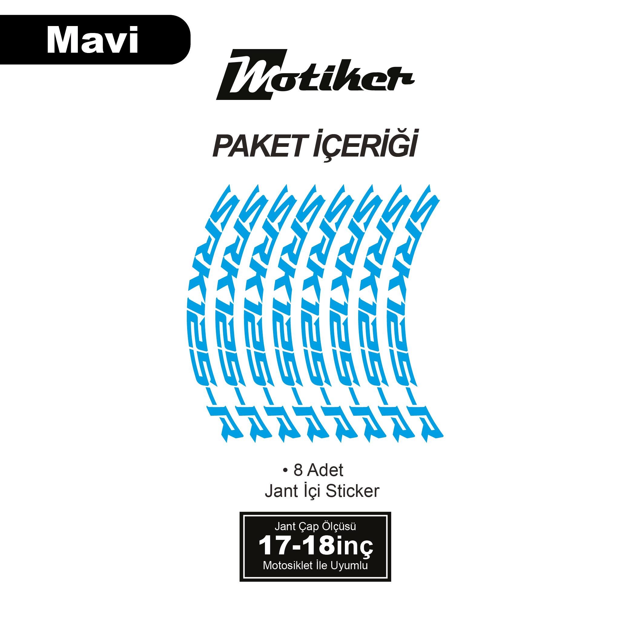 RKSRKS (QJ MOTOR) SRK 125-R Motosiklet Jant İçi Sticker Etiket Modeli Mavi
