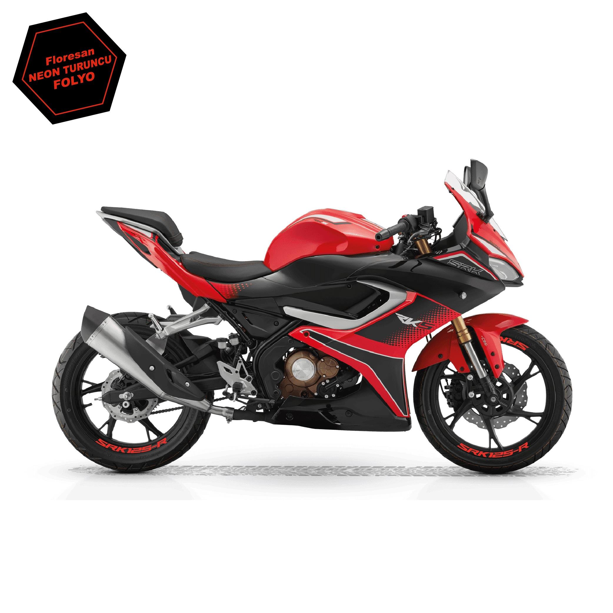 RKSRKS (QJ MOTOR) SRK 125-R Motosiklet Jant İçi Sticker Etiket Modeli Neon Turuncu