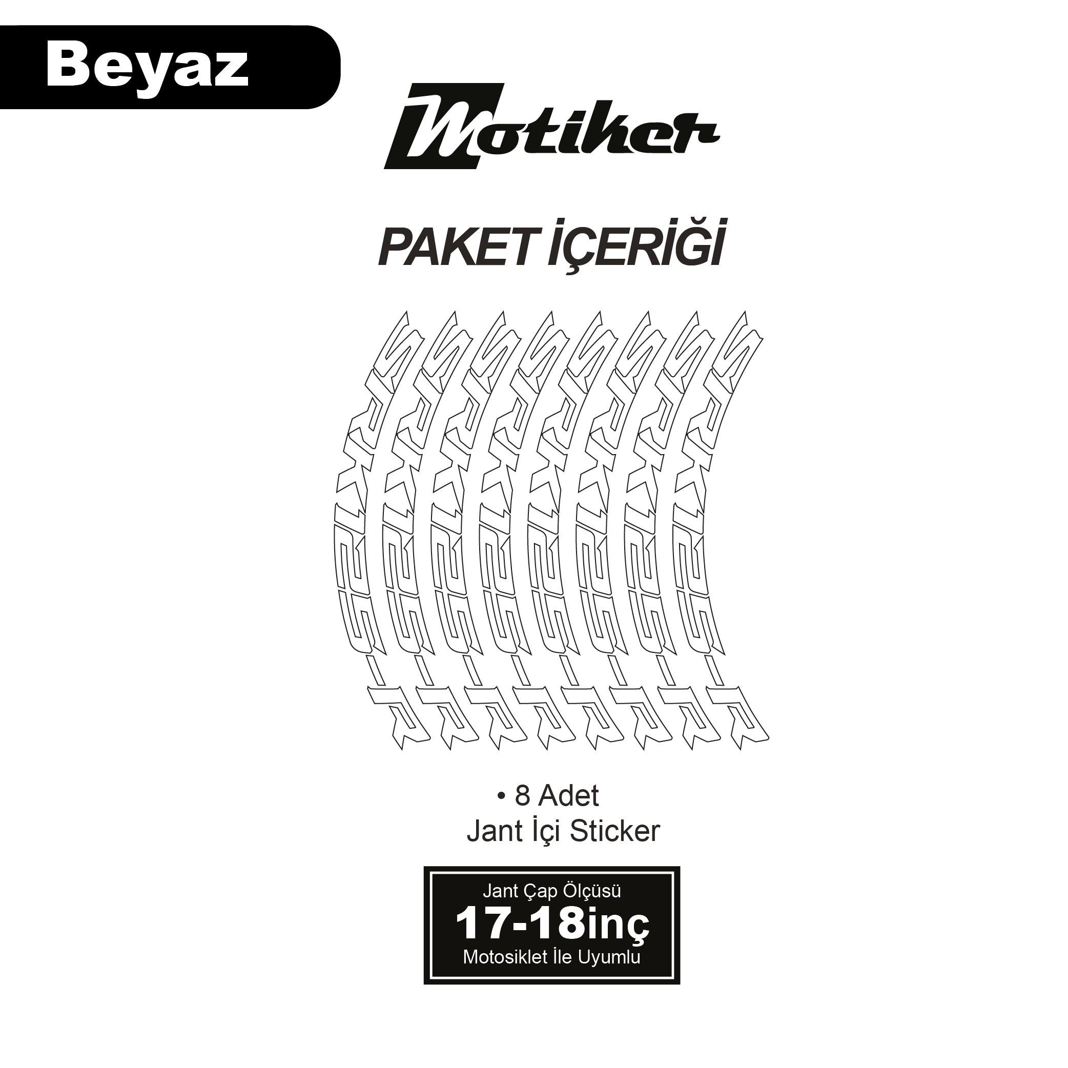 RKSRKS (QJ MOTOR) SRK 125-R Motosiklet Jant İçi Sticker Etiket Modeli Beyaz