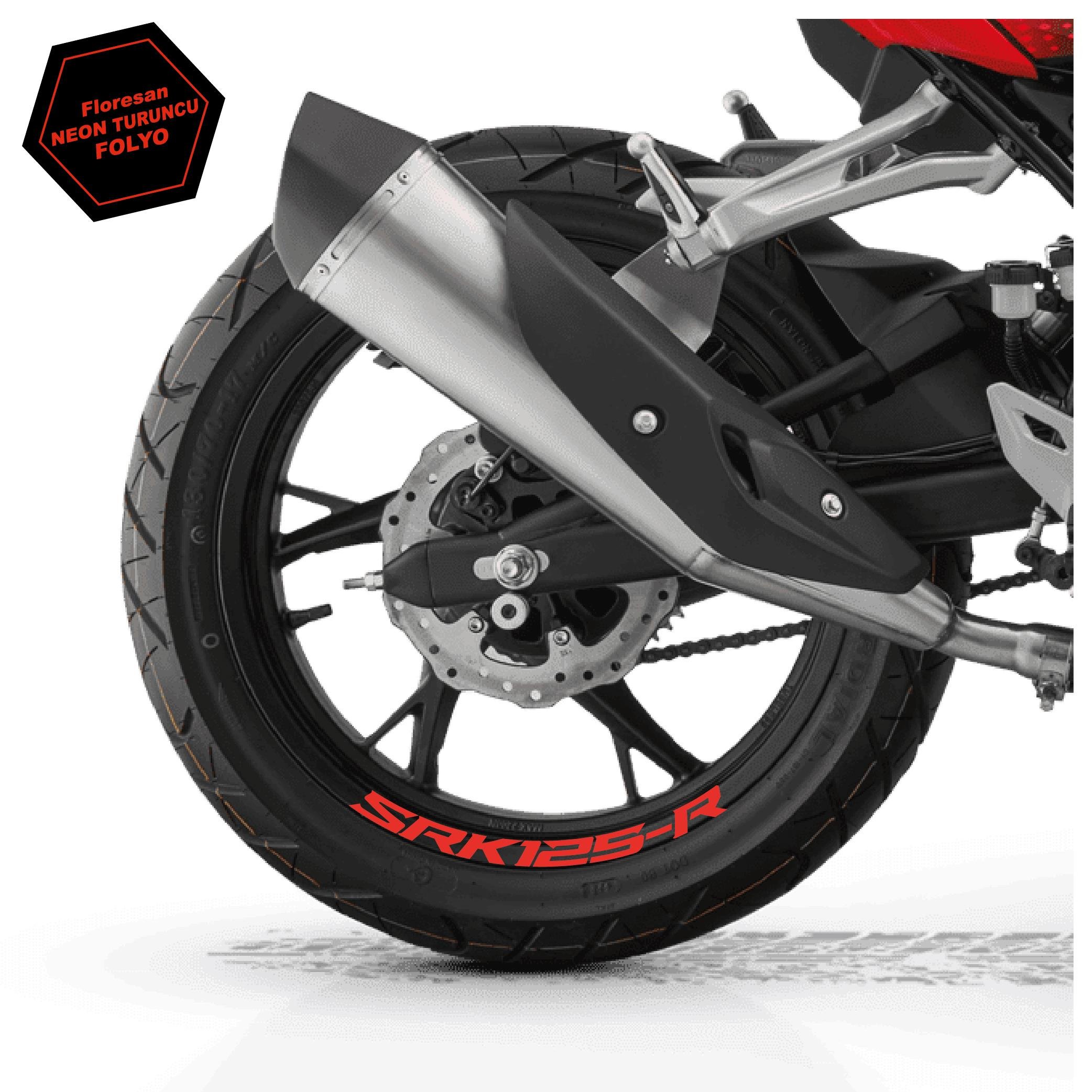 RKSRKS (QJ MOTOR) SRK 125-R Motosiklet Jant İçi Sticker Etiket Modeli Neon Turuncu