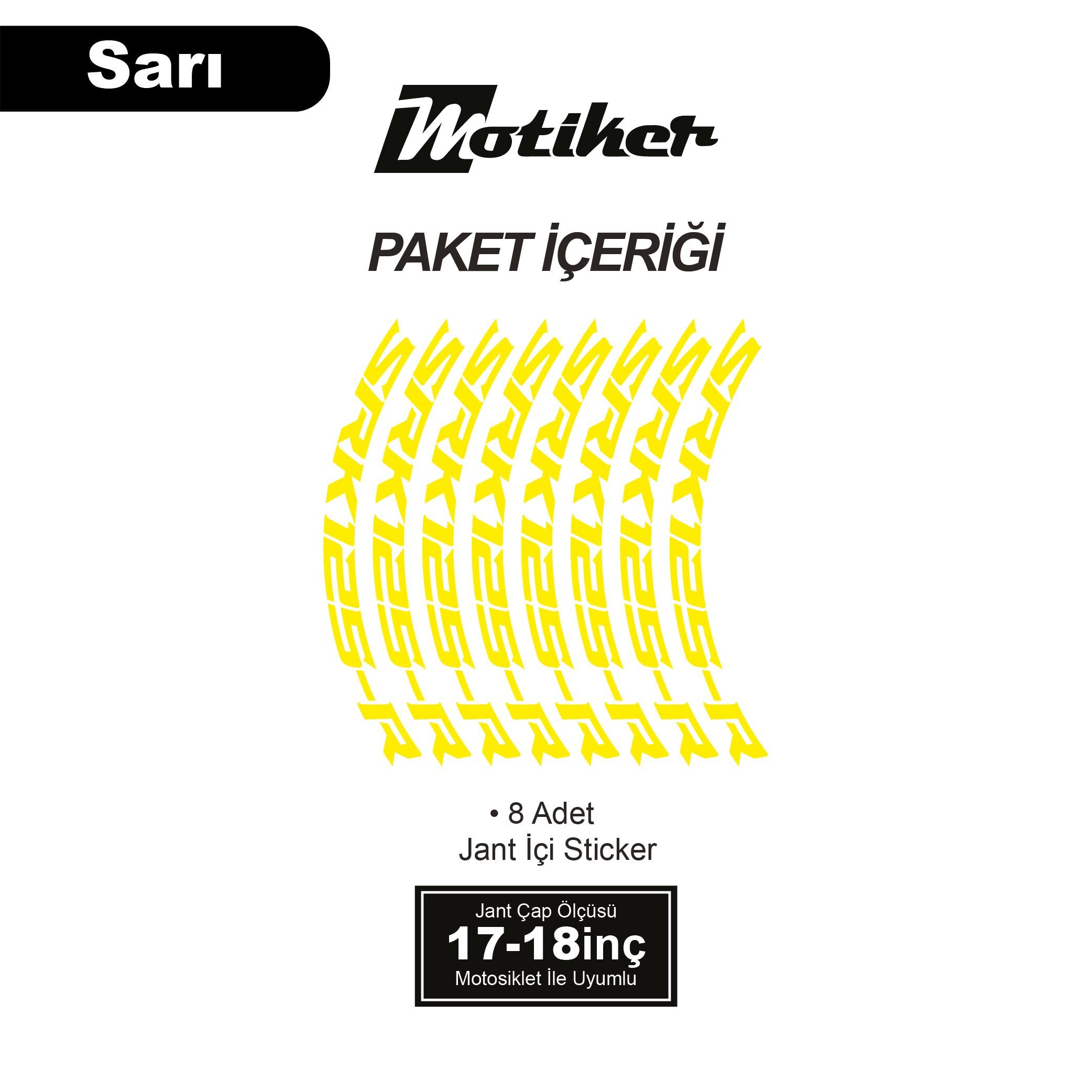 RKSRKS (QJ MOTOR) SRK 125-R Motosiklet Jant İçi Sticker Etiket Modeli Sarı