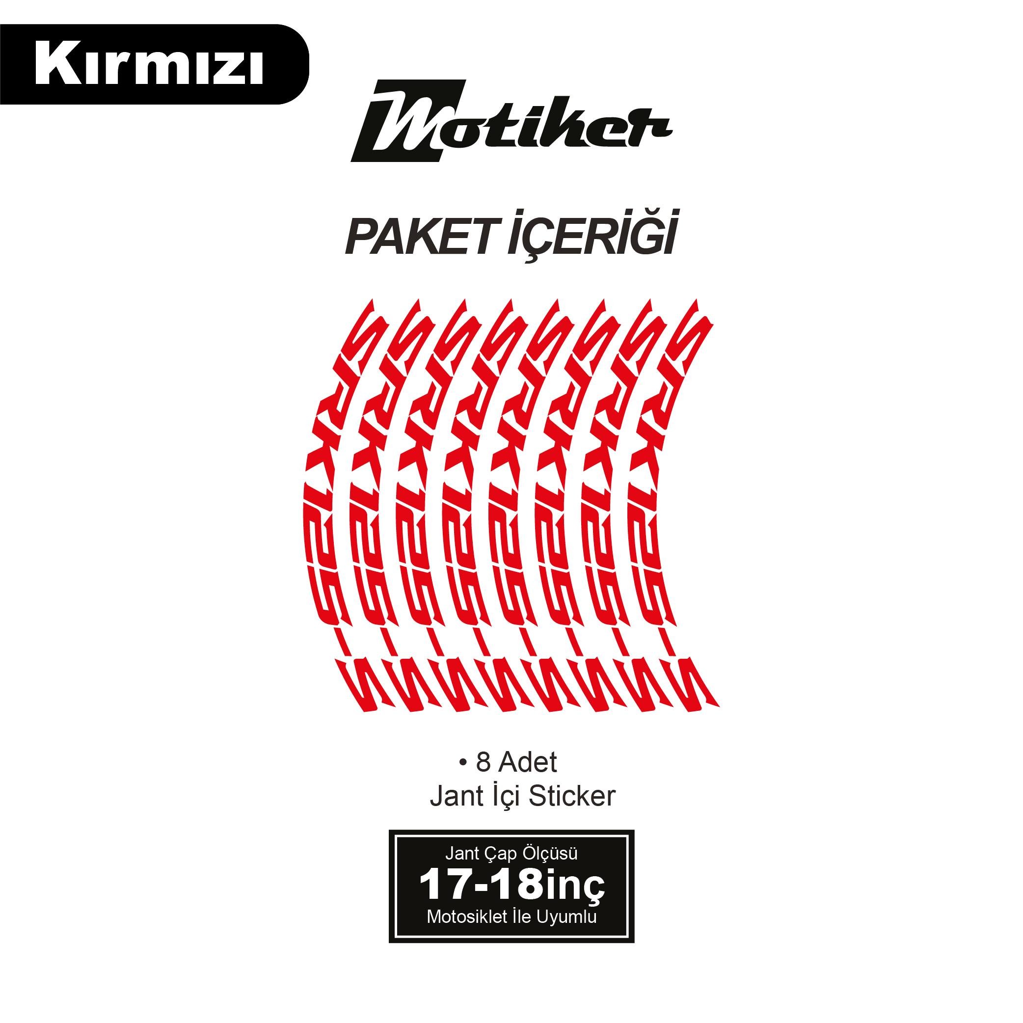 RKSRKS (QJ MOTOR) SRK 125-S Motosiklet Jant İçi Sticker Etiket Modeli Kırmızı