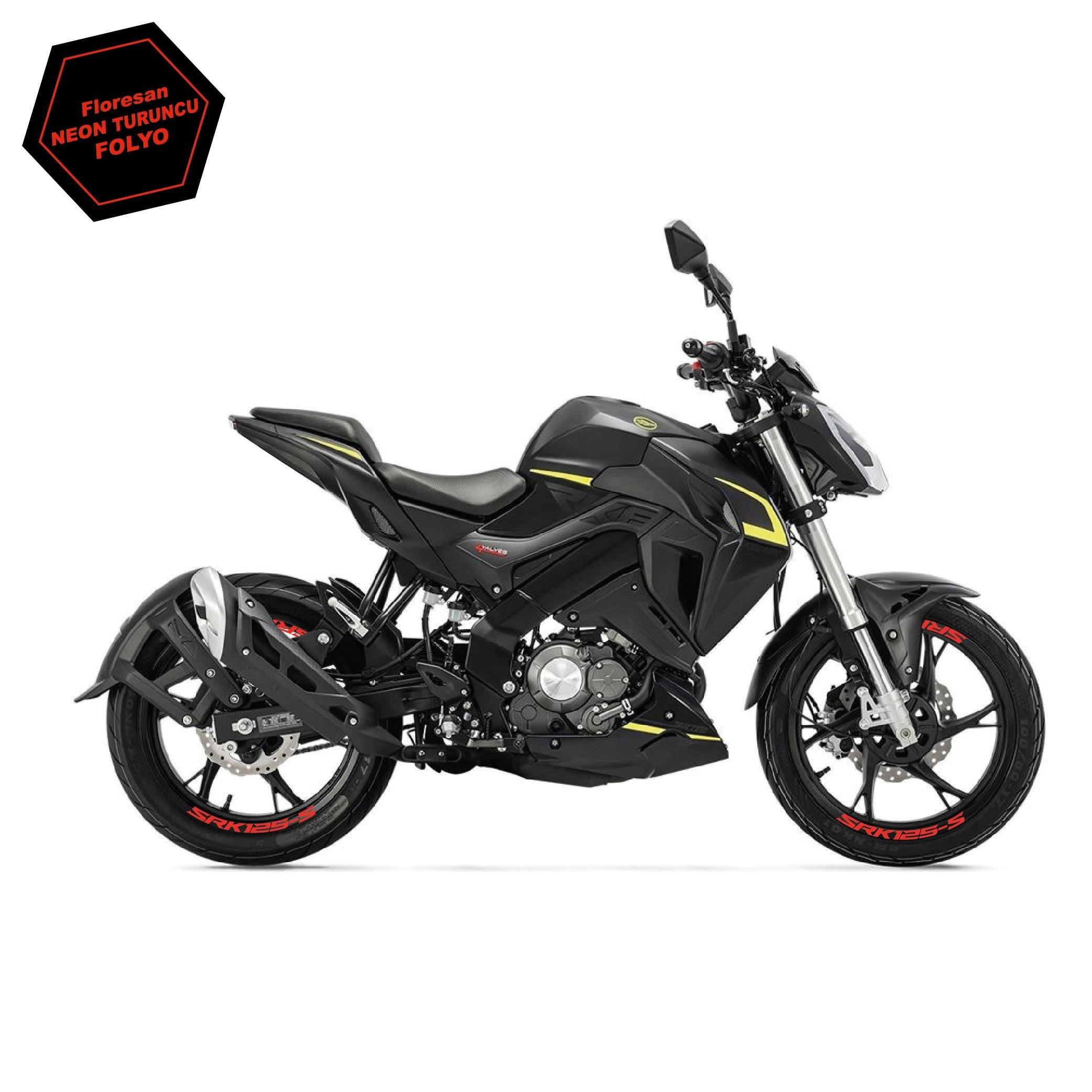 RKSRKS (QJ MOTOR) SRK 125-S Motosiklet Jant İçi Sticker Etiket Modeli Neon Turuncu