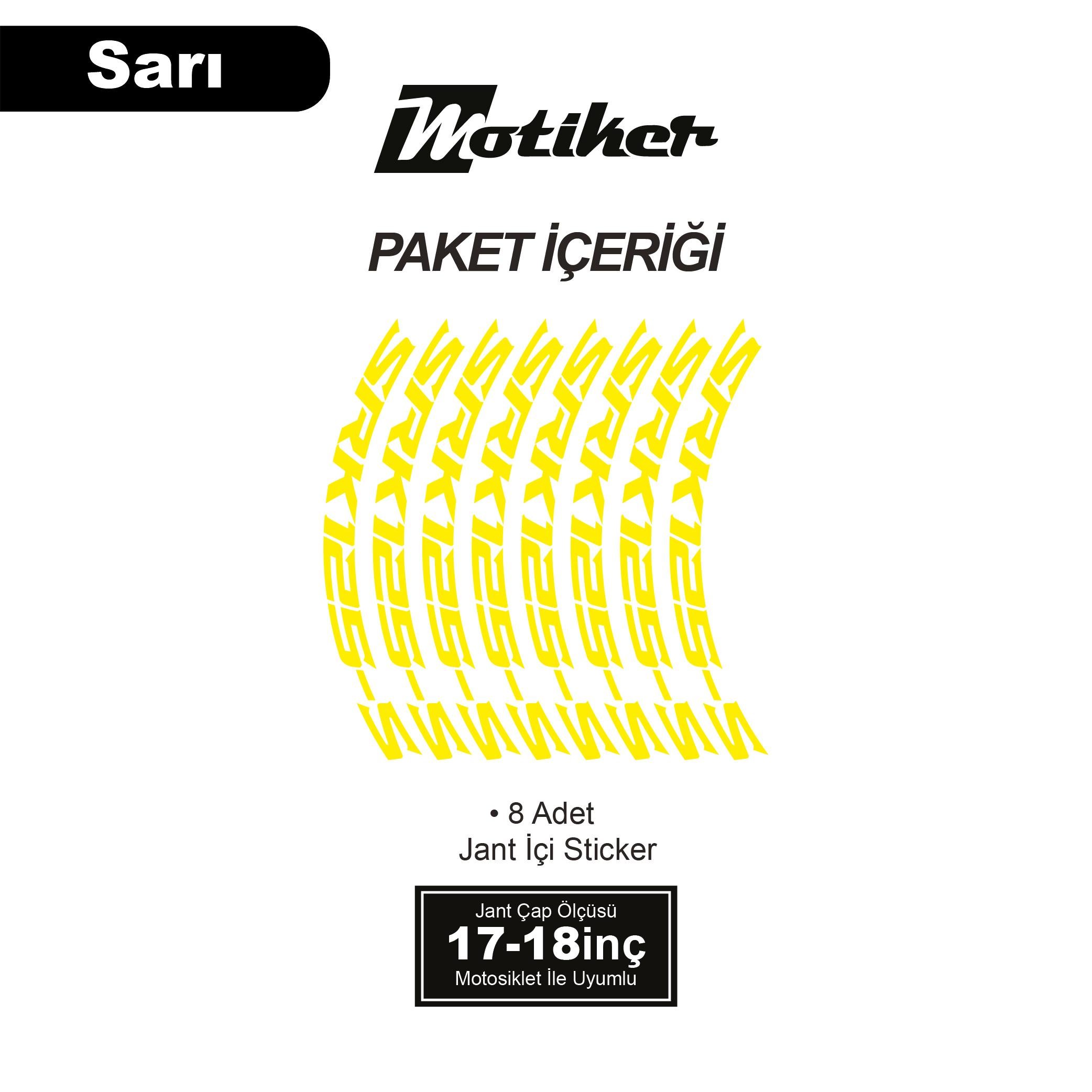 RKSRKS (QJ MOTOR) SRK 125-S Motosiklet Jant İçi Sticker Etiket Modeli Sarı