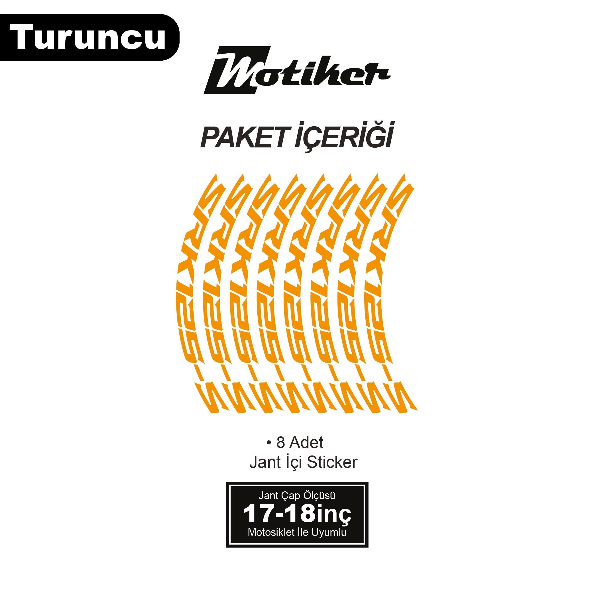 RKSRKS (QJ MOTOR) SRK 125-S Motosiklet Jant İçi Sticker Etiket Modeli Turuncu
