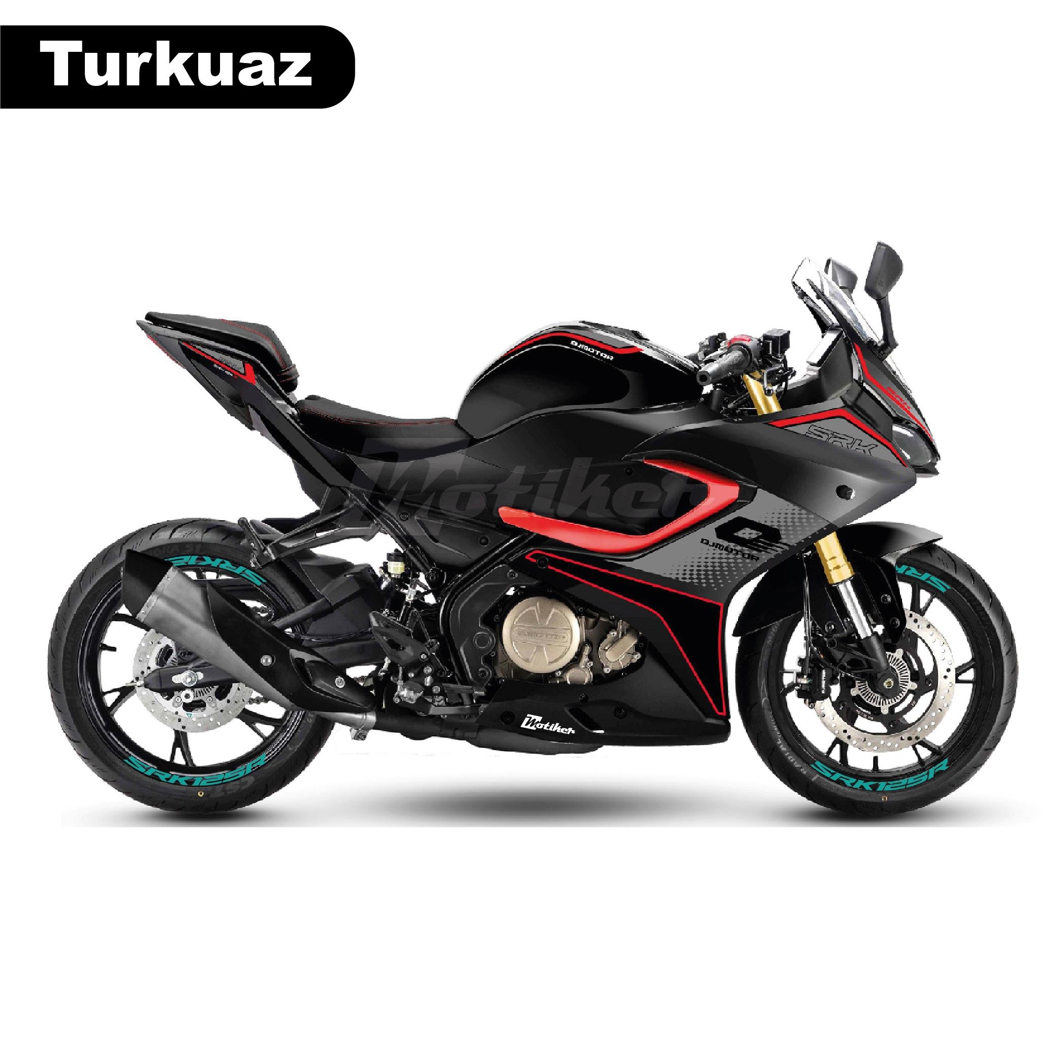 RKSRKS (QJ MOTOR) SRK 125R Motosiklet Jant İçi Sticker Etiket Modeli Turkuaz
