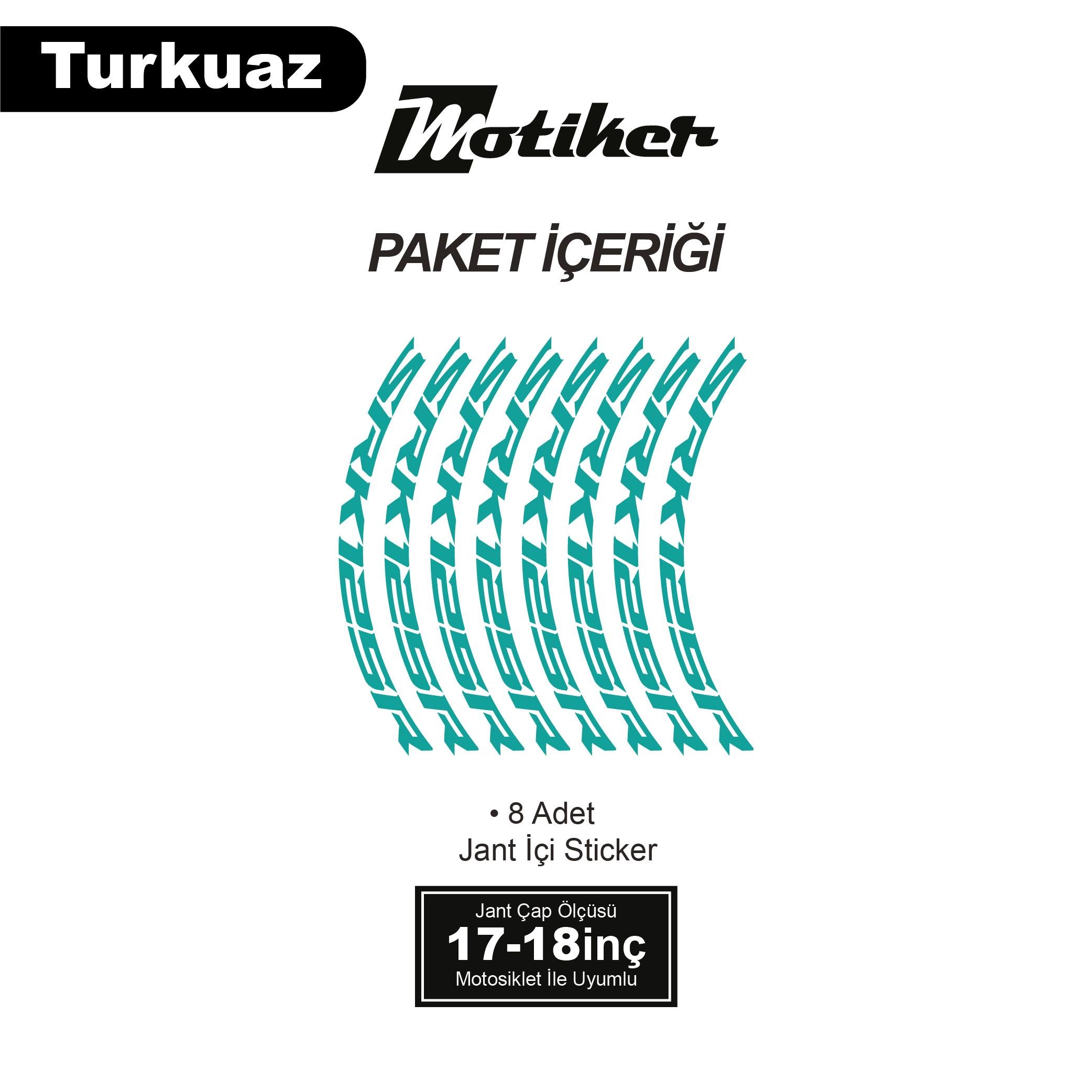 RKSRKS (QJ MOTOR) SRK 125R Motosiklet Jant İçi Sticker Etiket Modeli Turkuaz
