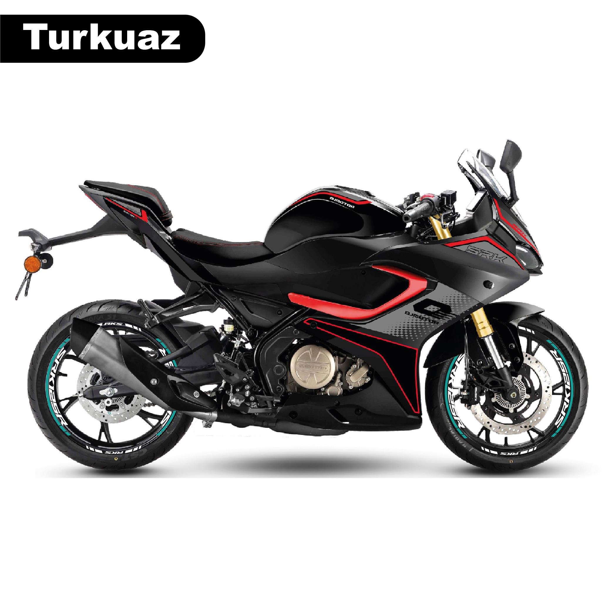 RKSRKS (QJ MOTOR) SRK 125R Motosiklet Jant İç ve Dış Set Sticker Etiket Modeli Turkuaz