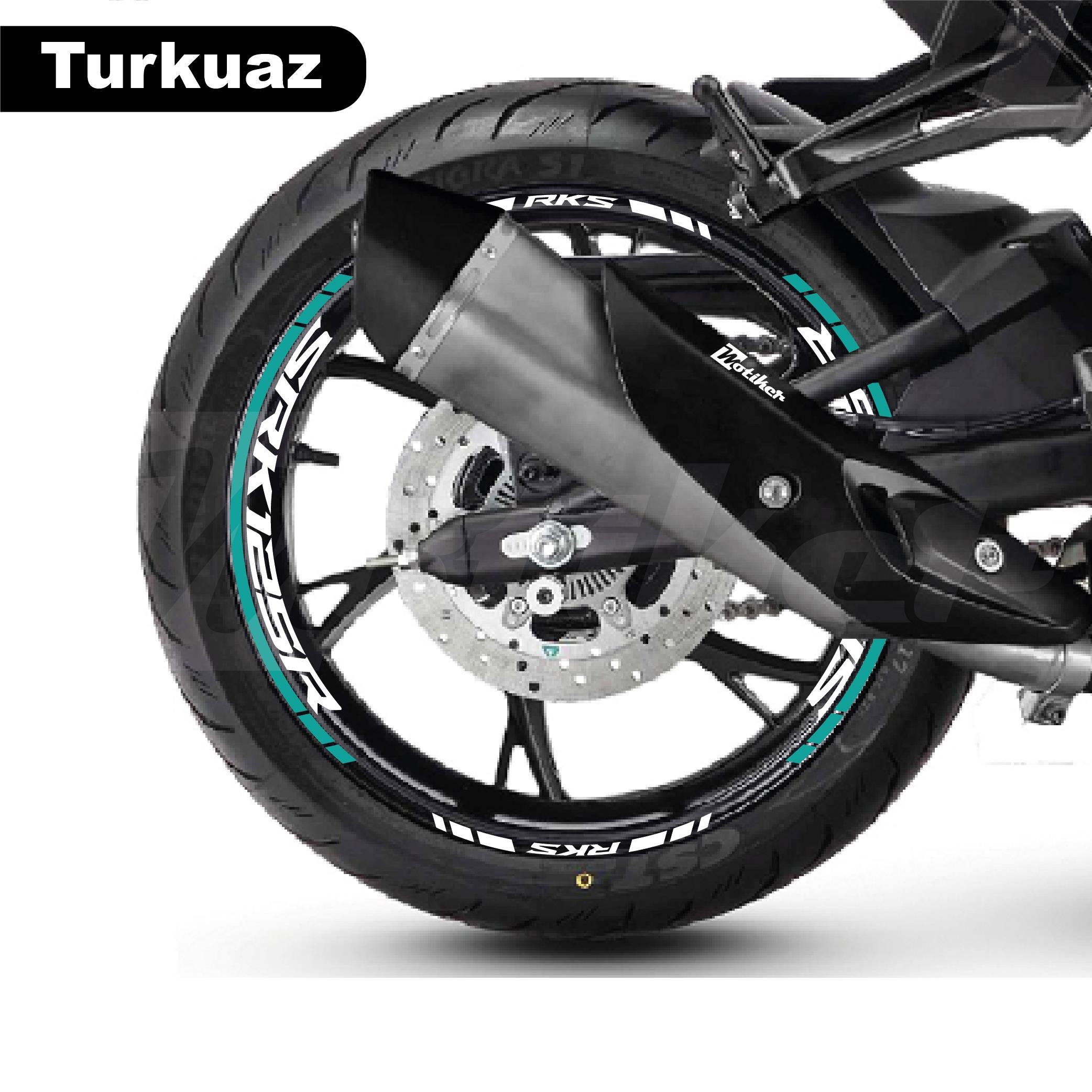 RKSRKS (QJ MOTOR) SRK 125R Motosiklet Jant İç ve Dış Set Sticker Etiket Modeli Turkuaz