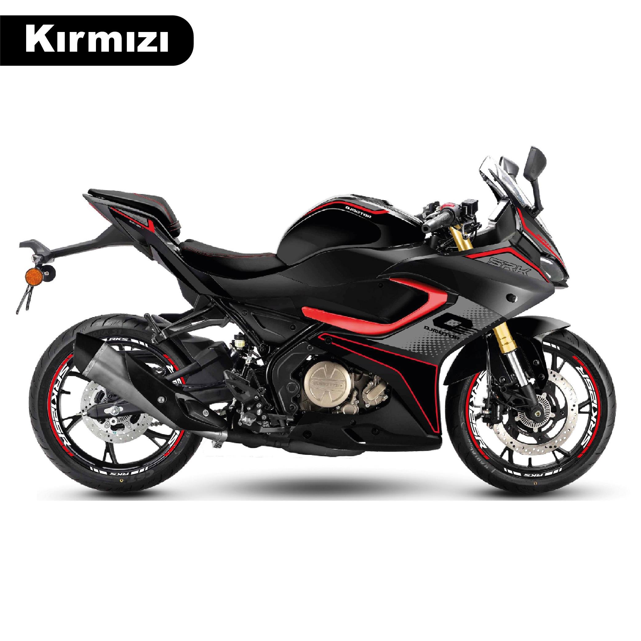 RKSRKS (QJ MOTOR) SRK 125R Motosiklet Jant İç ve Dış Set Sticker Etiket Modeli Kırmızı