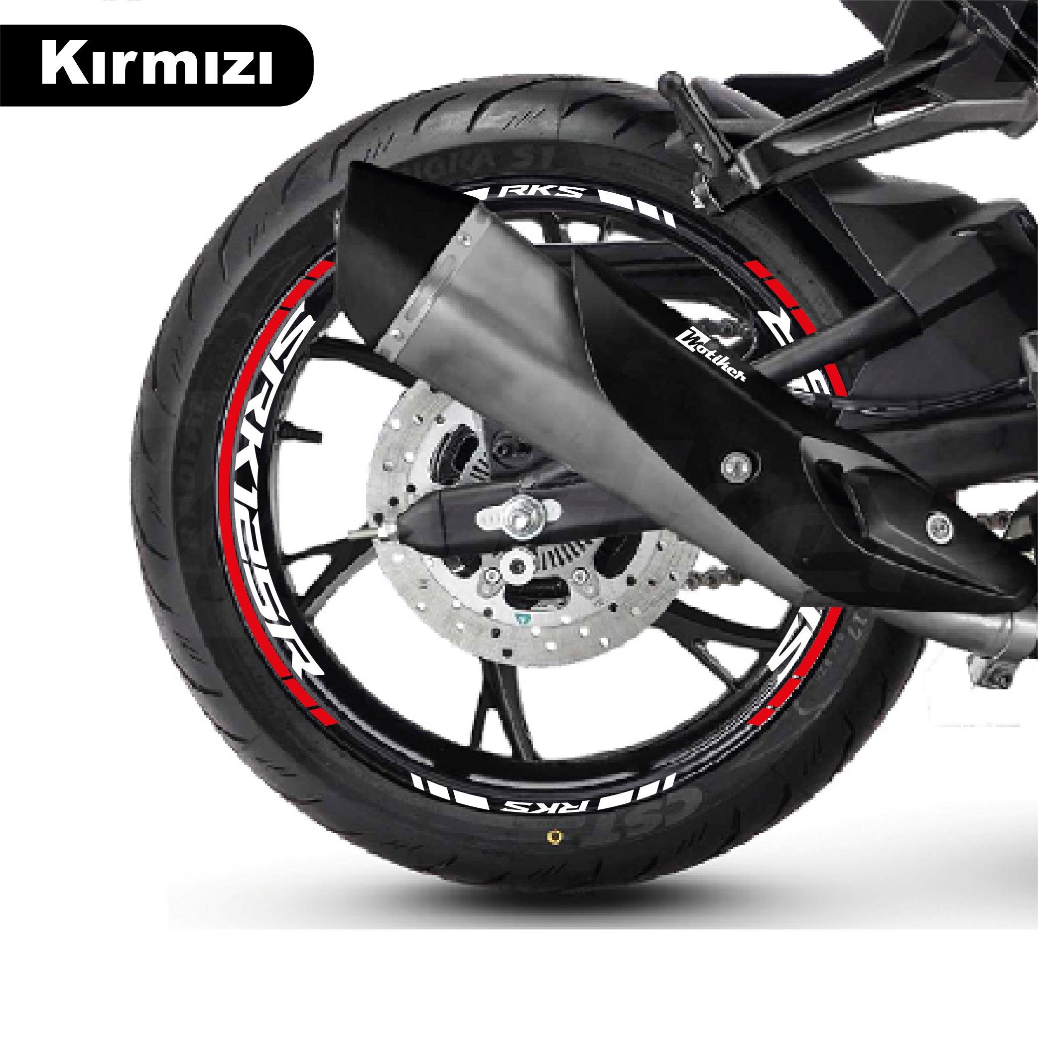 RKSRKS (QJ MOTOR) SRK 125R Motosiklet Jant İç ve Dış Set Sticker Etiket Modeli Kırmızı