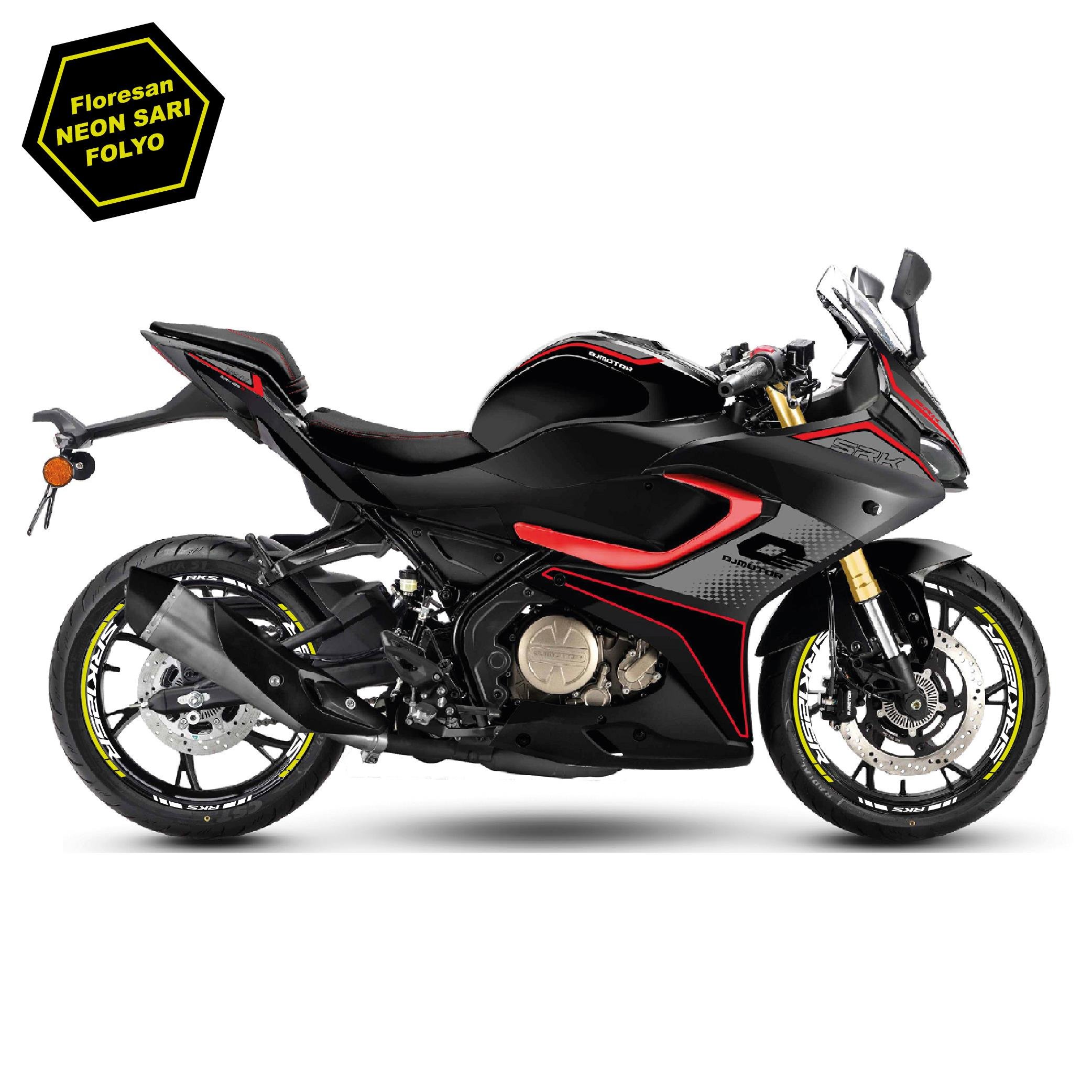 RKSRKS (QJ MOTOR) SRK 125R Motosiklet Jant İç ve Dış Set Sticker Etiket Modeli Neon Sarı (Yeşil)