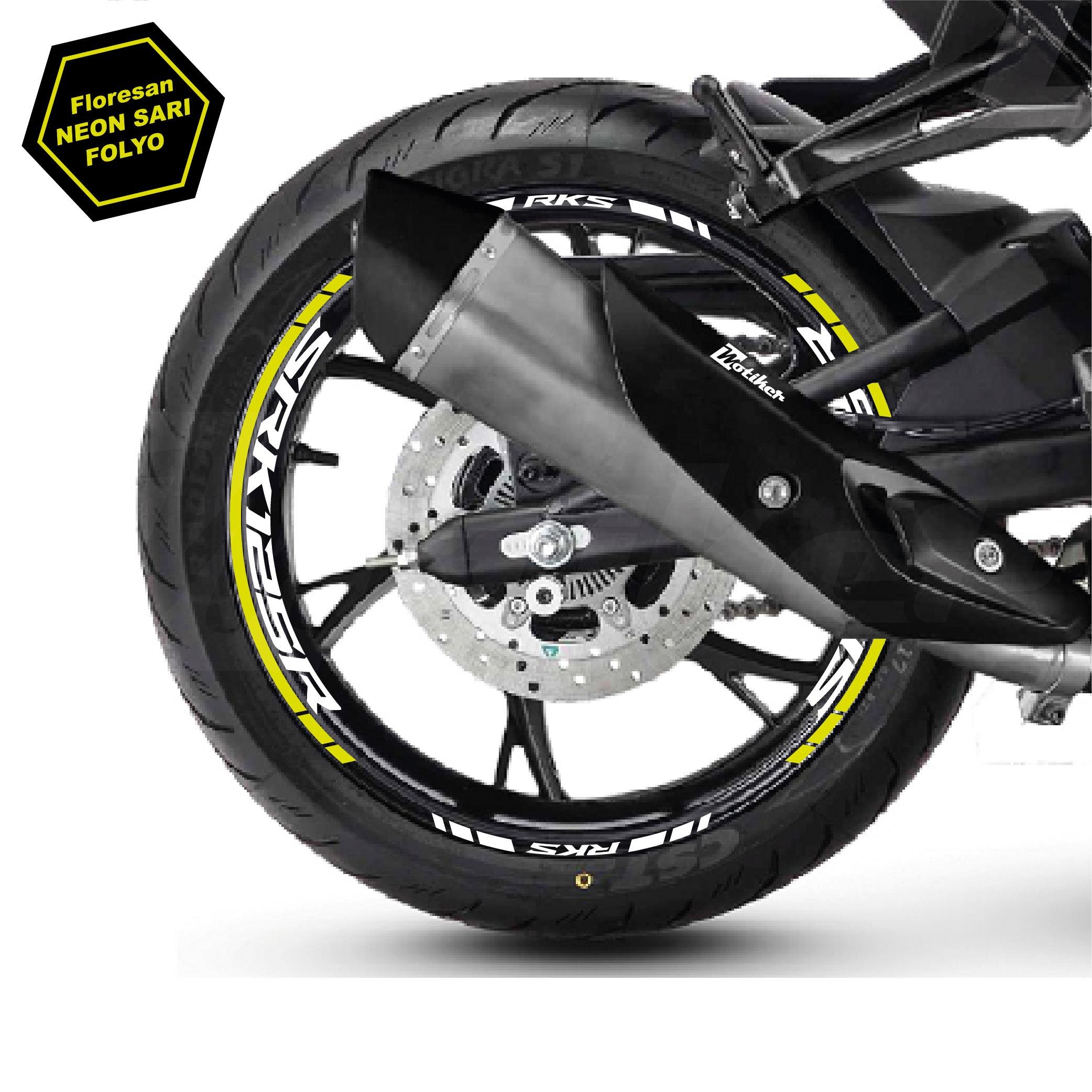 RKSRKS (QJ MOTOR) SRK 125R Motosiklet Jant İç ve Dış Set Sticker Etiket Modeli Neon Sarı (Yeşil)