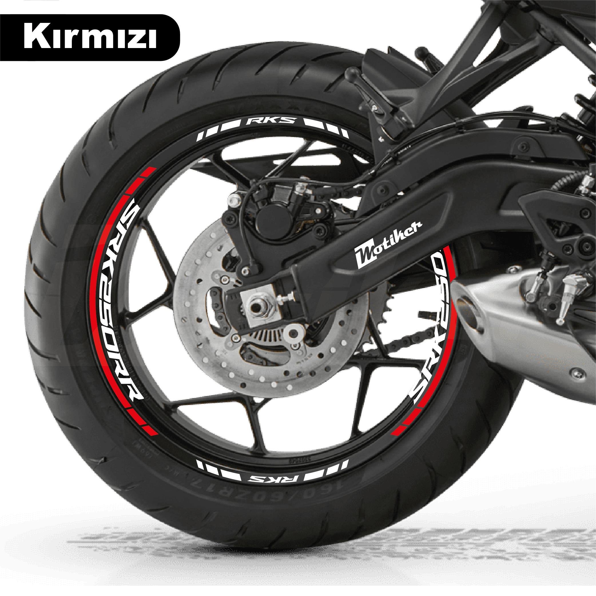 RKSRKS (QJ MOTOR) SRK 250RR Motosiklet Jant İç ve Dış Set Sticker Etiket Modeli Kırmızı
