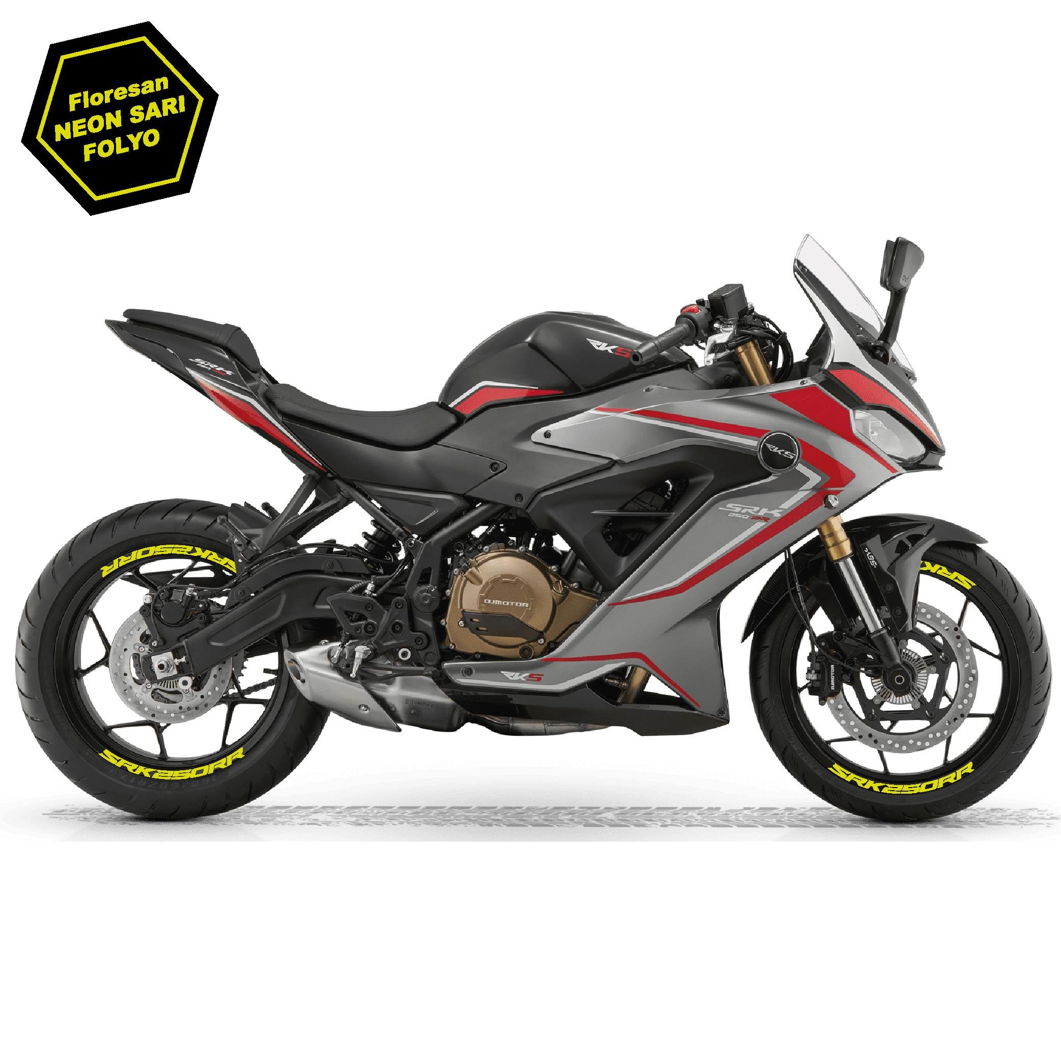 RKSRKS (QJ MOTOR) SRK 250RR Motosiklet Jant İçi Sticker Etiket Modeli Neon Sarı (Yeşil)