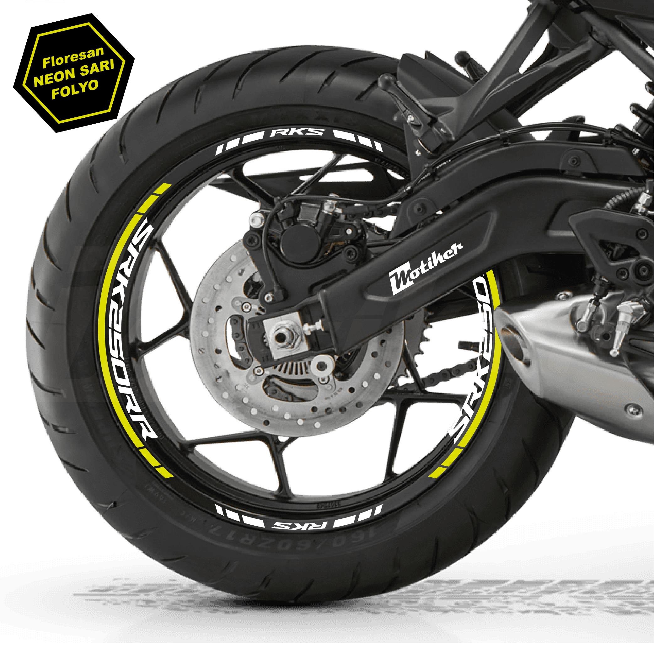 RKSRKS (QJ MOTOR) SRK 250RR Motosiklet Jant İç ve Dış Set Sticker Etiket Modeli Neon Sarı (Yeşil) 