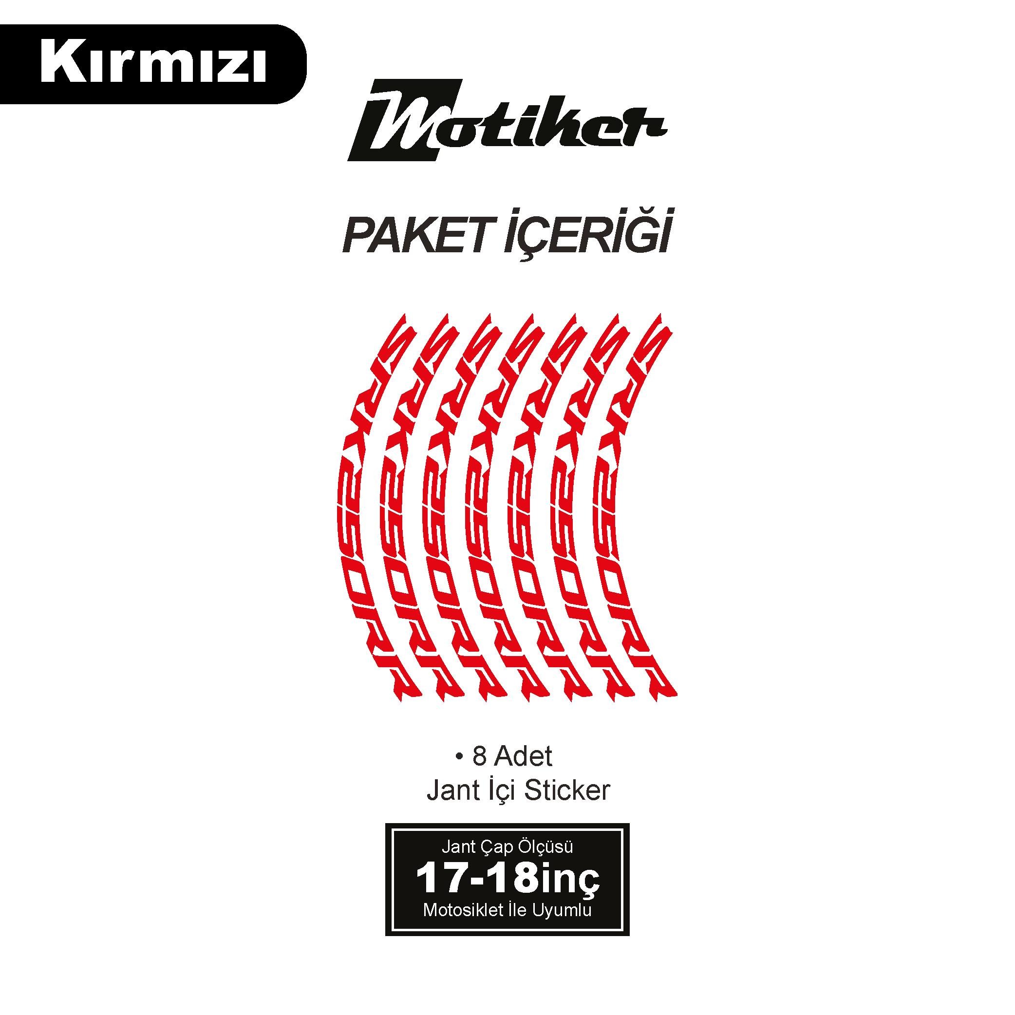RKSRKS (QJ MOTOR) SRK 250RR Motosiklet Jant İçi Sticker Etiket Modeli Kırmızı