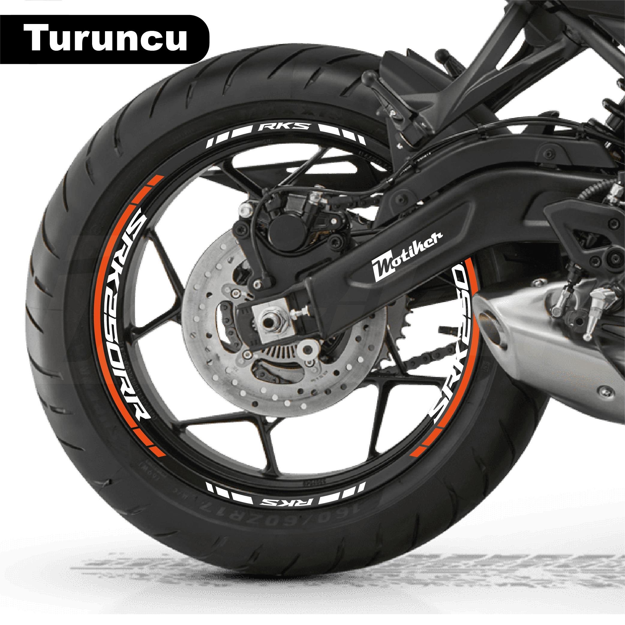 RKSRKS (QJ MOTOR) SRK 250RR Motosiklet Jant İç ve Dış Set Sticker Etiket Modeli Turuncu