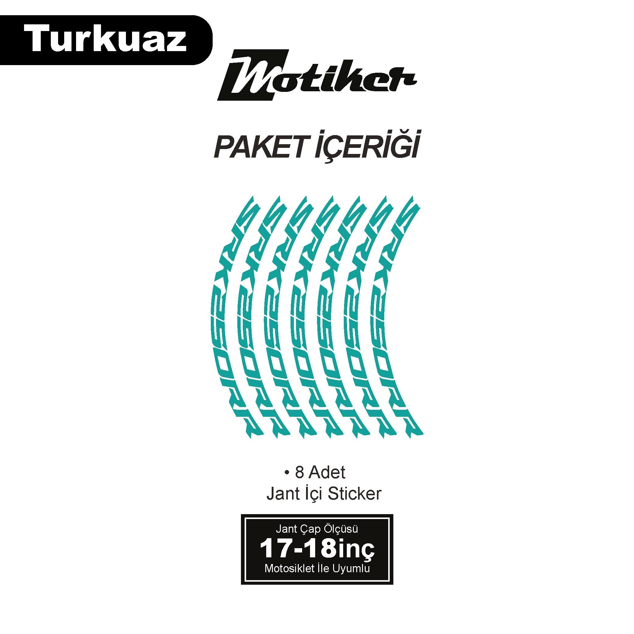 RKSRKS (QJ MOTOR) SRK 250RR Motosiklet Jant İçi Sticker Etiket Modeli Turkuaz