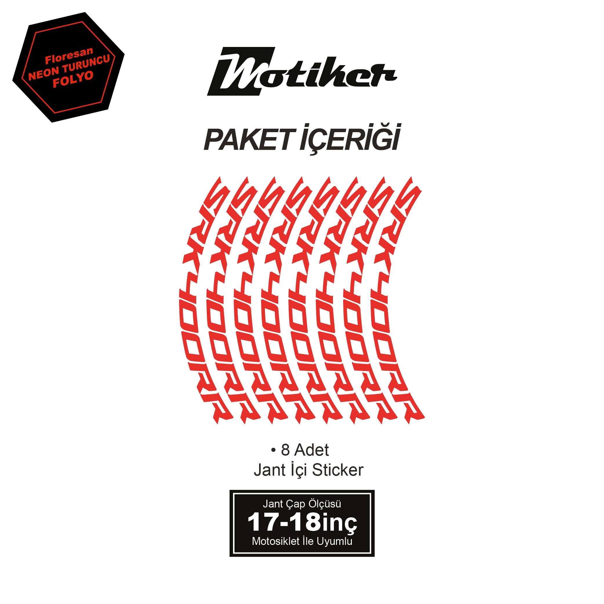 RKSRKS (QJ MOTOR) SRK 400RR Motosiklet Jant İçi Sticker Etiket Modeli Neon Turuncu