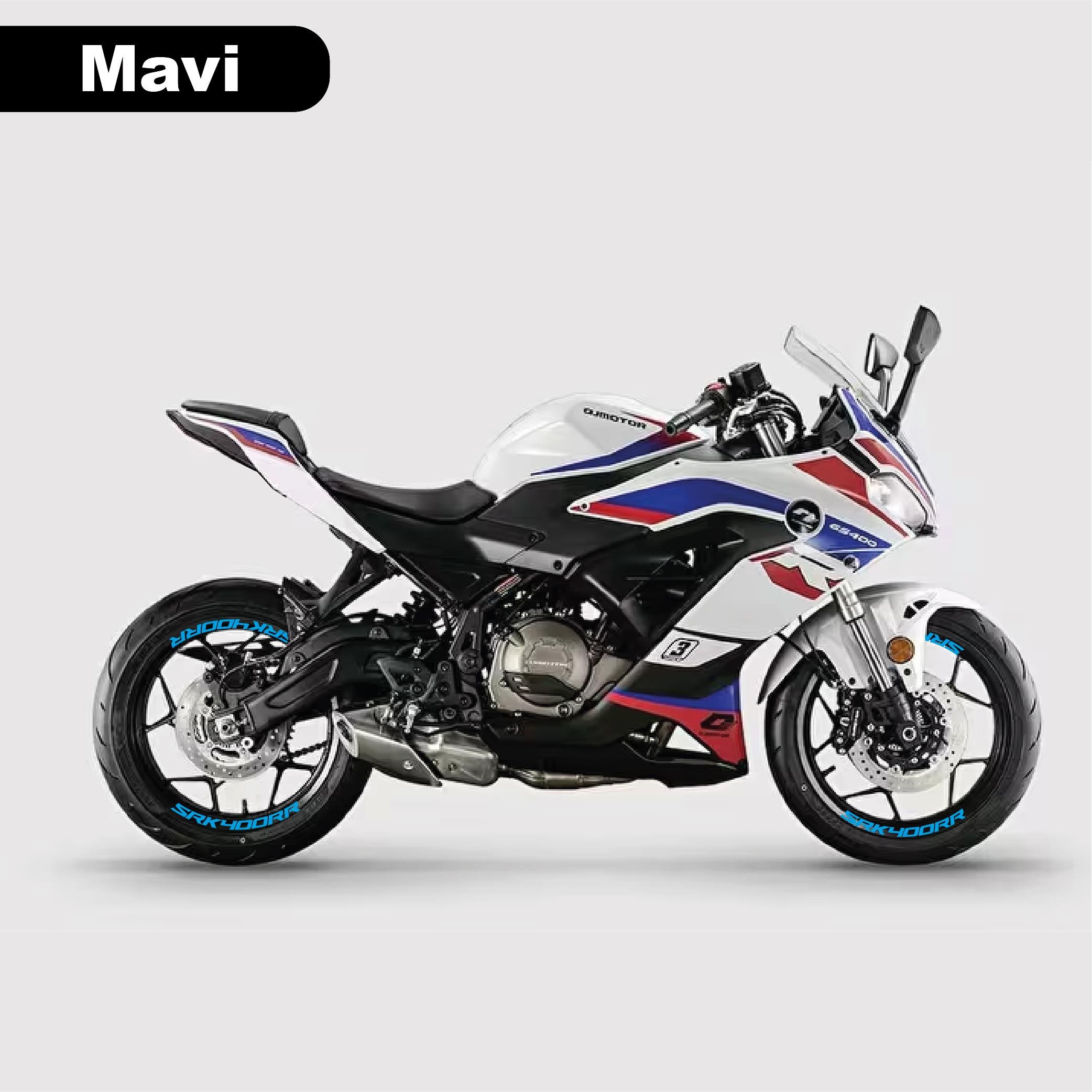 RKSRKS (QJ MOTOR) SRK 400RR Motosiklet Jant İçi Sticker Etiket Modeli Mavi