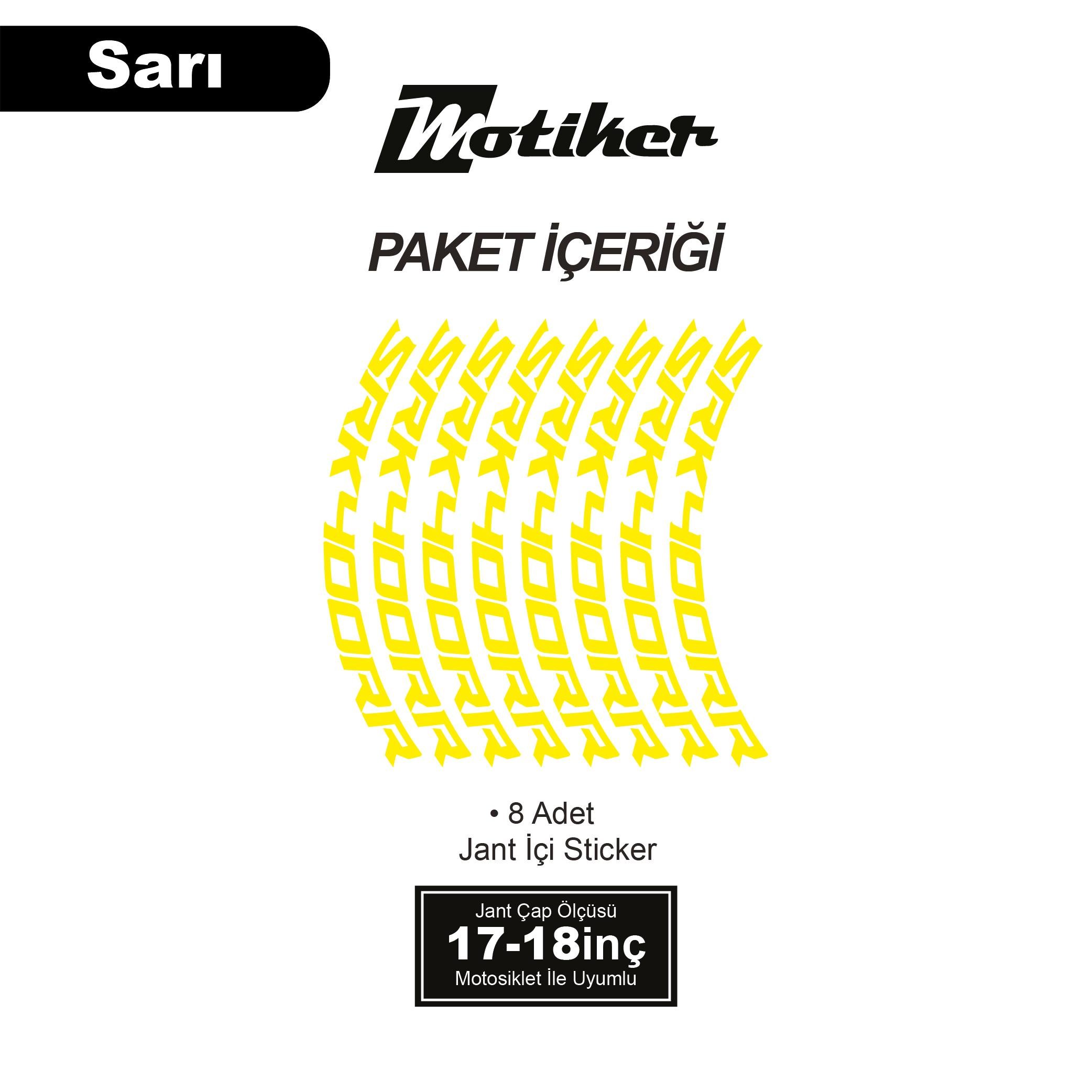 RKSRKS (QJ MOTOR) SRK 400RR Motosiklet Jant İçi Sticker Etiket Modeli Sarı