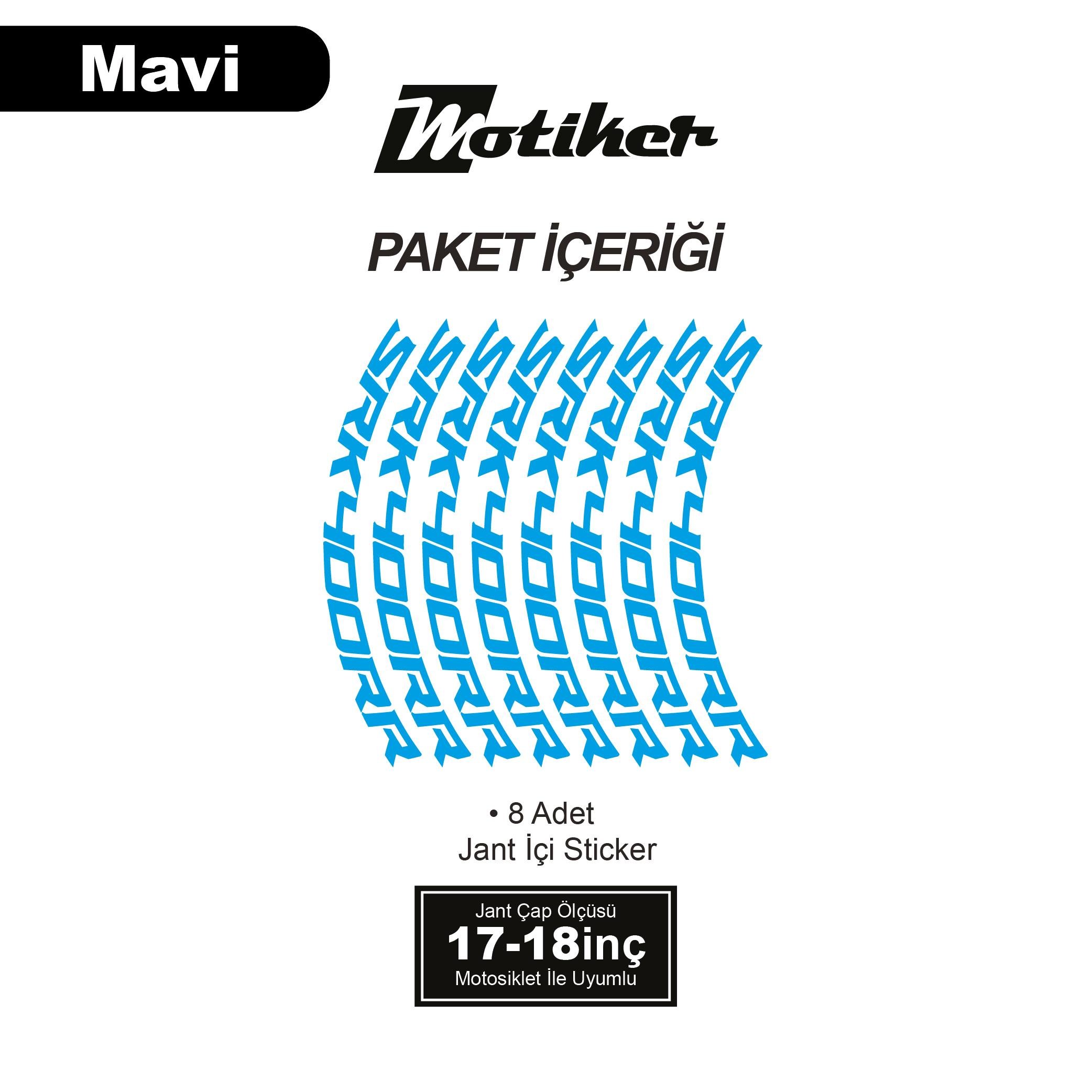 RKSRKS (QJ MOTOR) SRK 400RR Motosiklet Jant İçi Sticker Etiket Modeli Mavi
