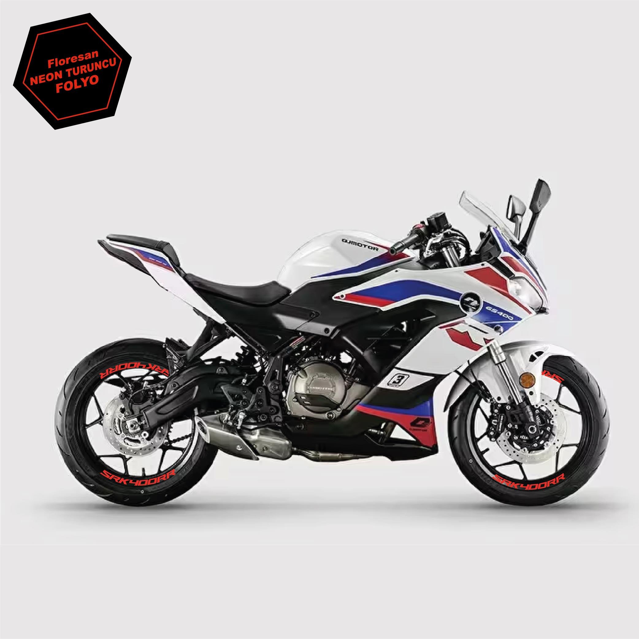 RKSRKS (QJ MOTOR) SRK 400RR Motosiklet Jant İçi Sticker Etiket Modeli Neon Turuncu