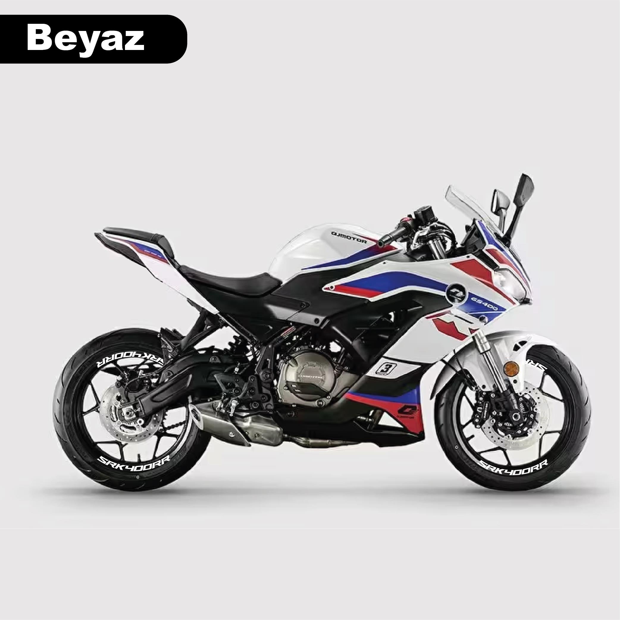 RKSRKS (QJ MOTOR) SRK 400RR Motosiklet Jant İçi Sticker Etiket Modeli Beyaz
