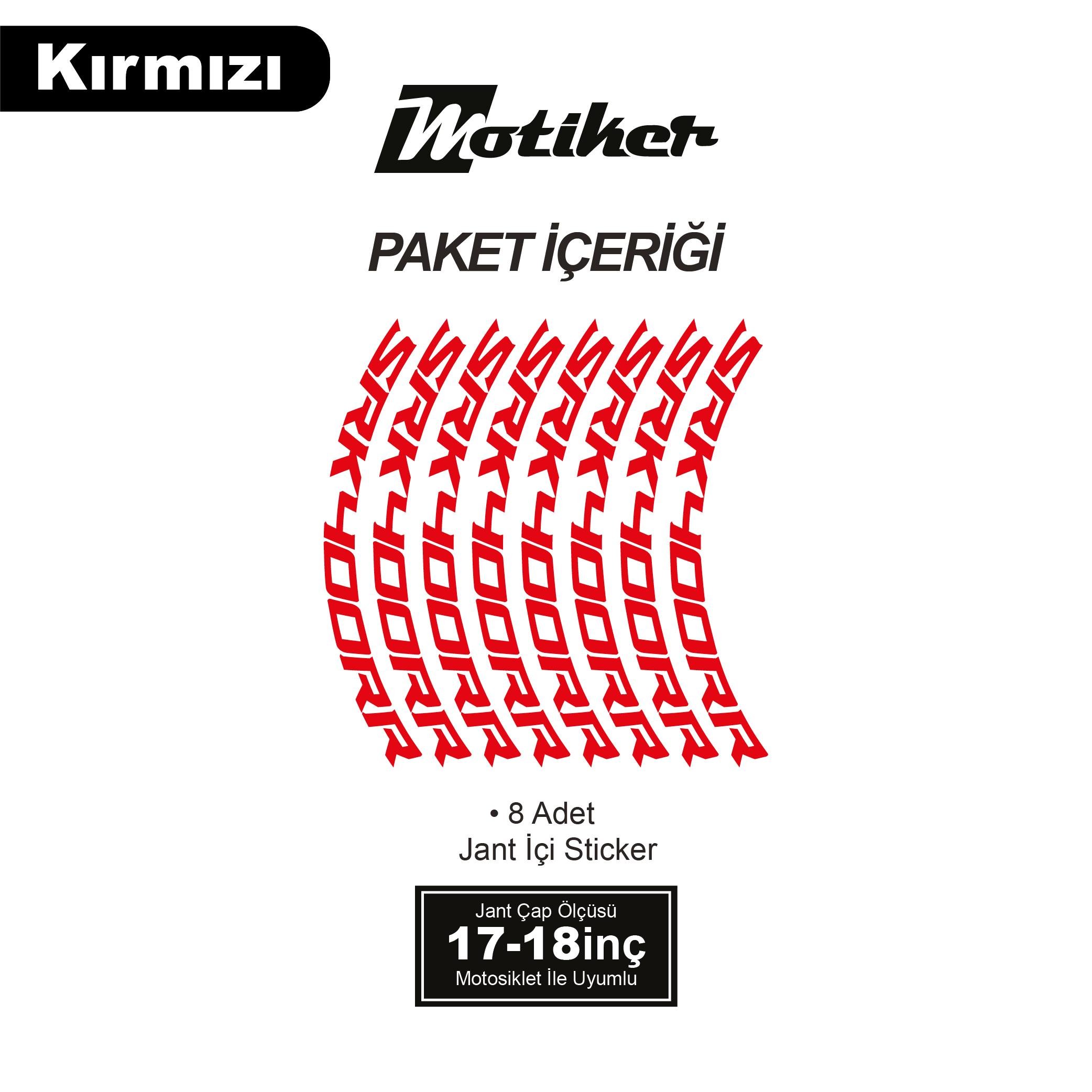 RKSRKS (QJ MOTOR) SRK 400RR Motosiklet Jant İçi Sticker Etiket Modeli Kırmızı 