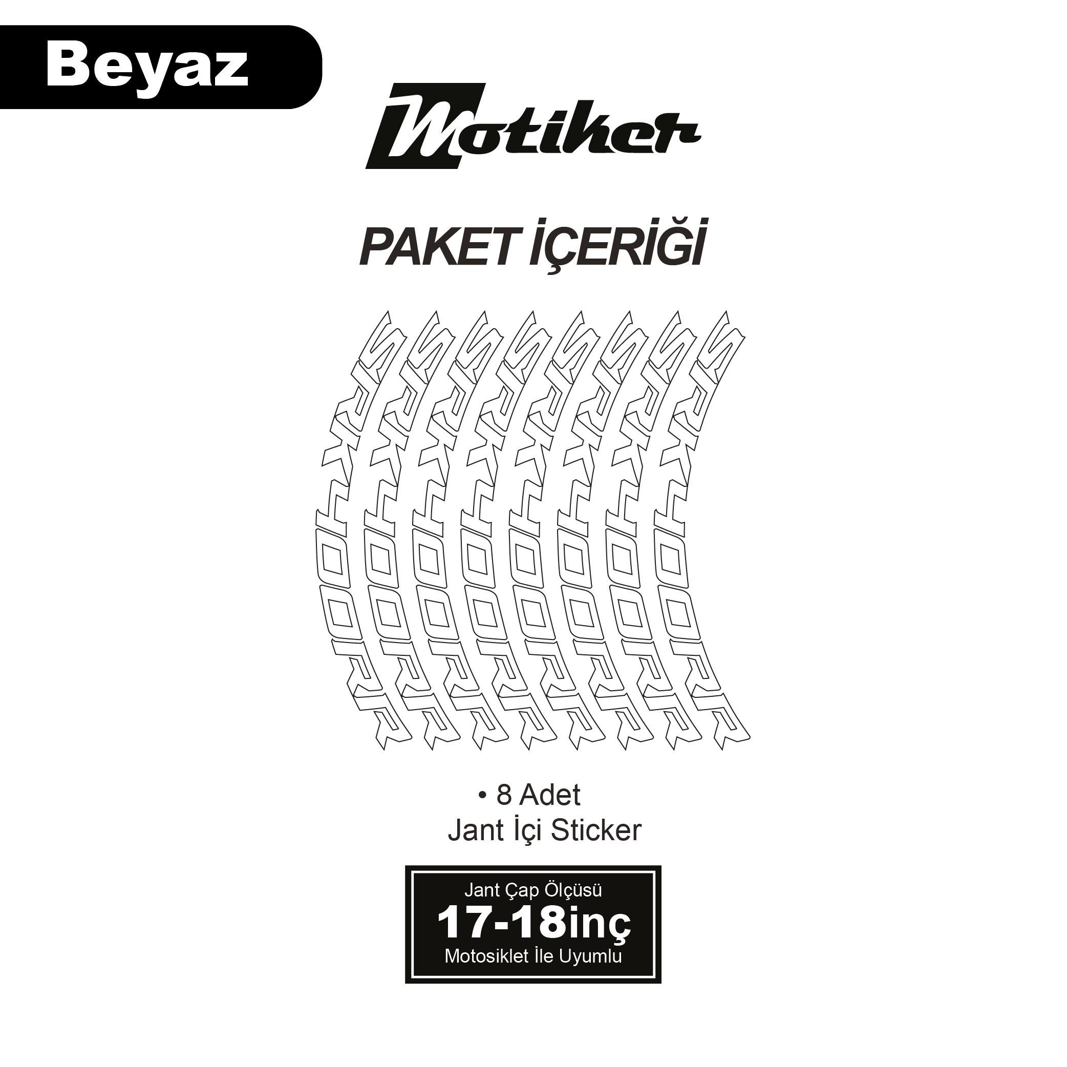 RKSRKS (QJ MOTOR) SRK 400RR Motosiklet Jant İçi Sticker Etiket Modeli Beyaz
