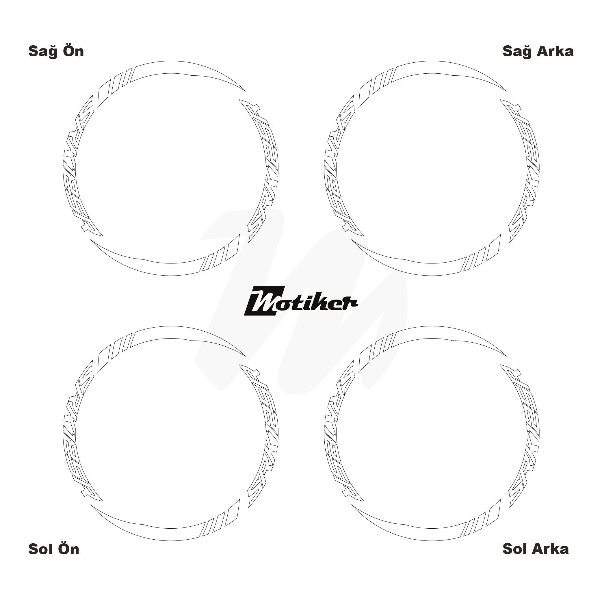 PULSAR NS 200RKS QJMOTOR SRK125R Geniş Jant Sticker Modeli 16'lı Beyaz