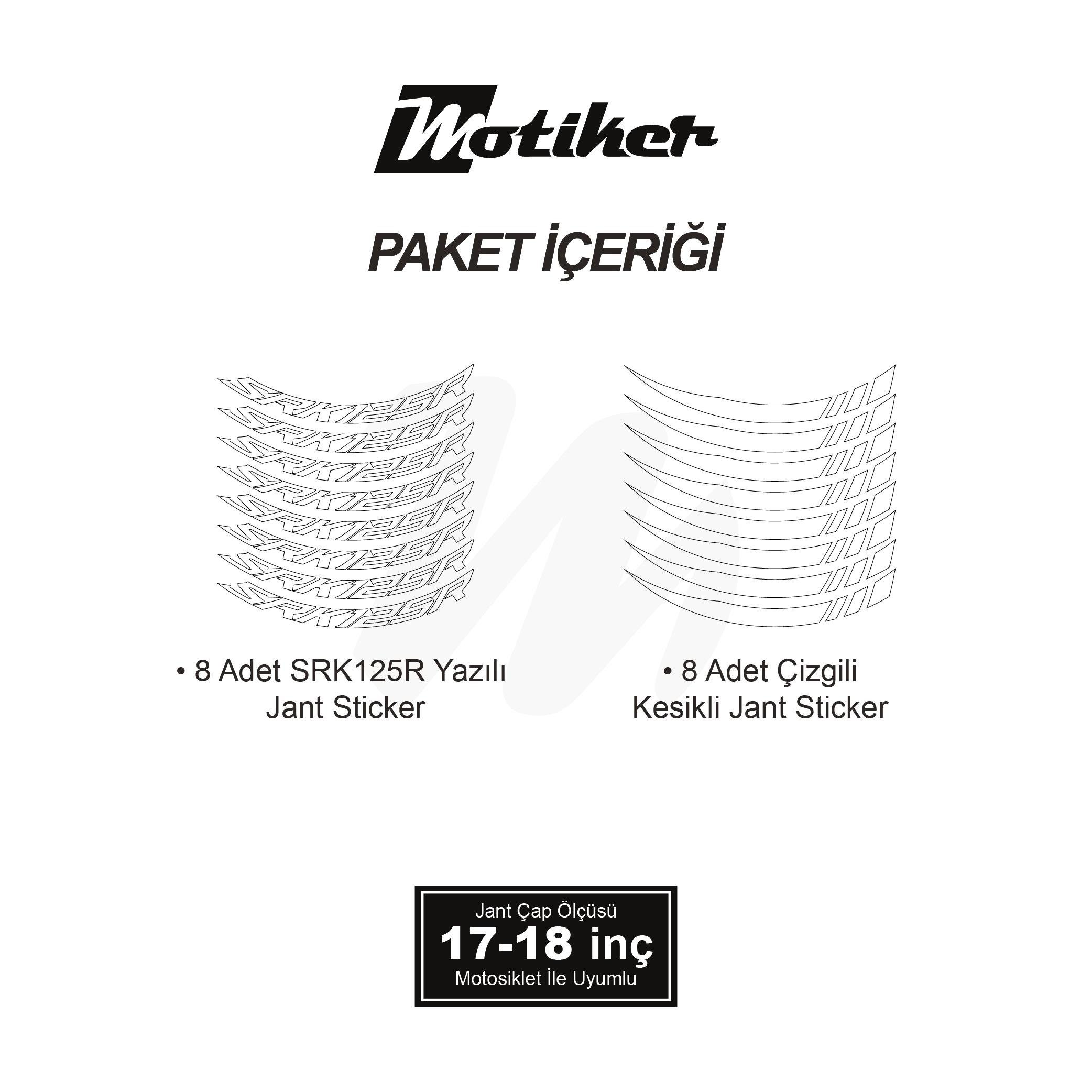 PULSAR NS 200RKS QJMOTOR SRK125R Geniş Jant Sticker Modeli 16'lı Beyaz