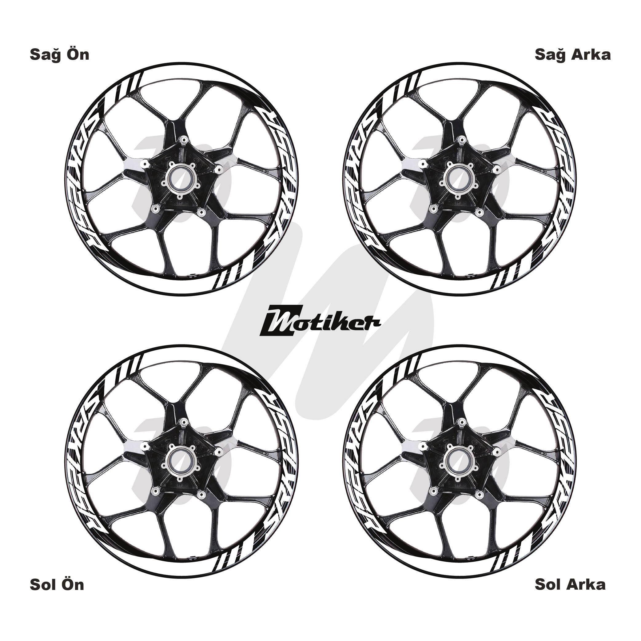 PULSAR NS 200RKS QJMOTOR SRK125R Geniş Jant Sticker Modeli 16'lı Beyaz