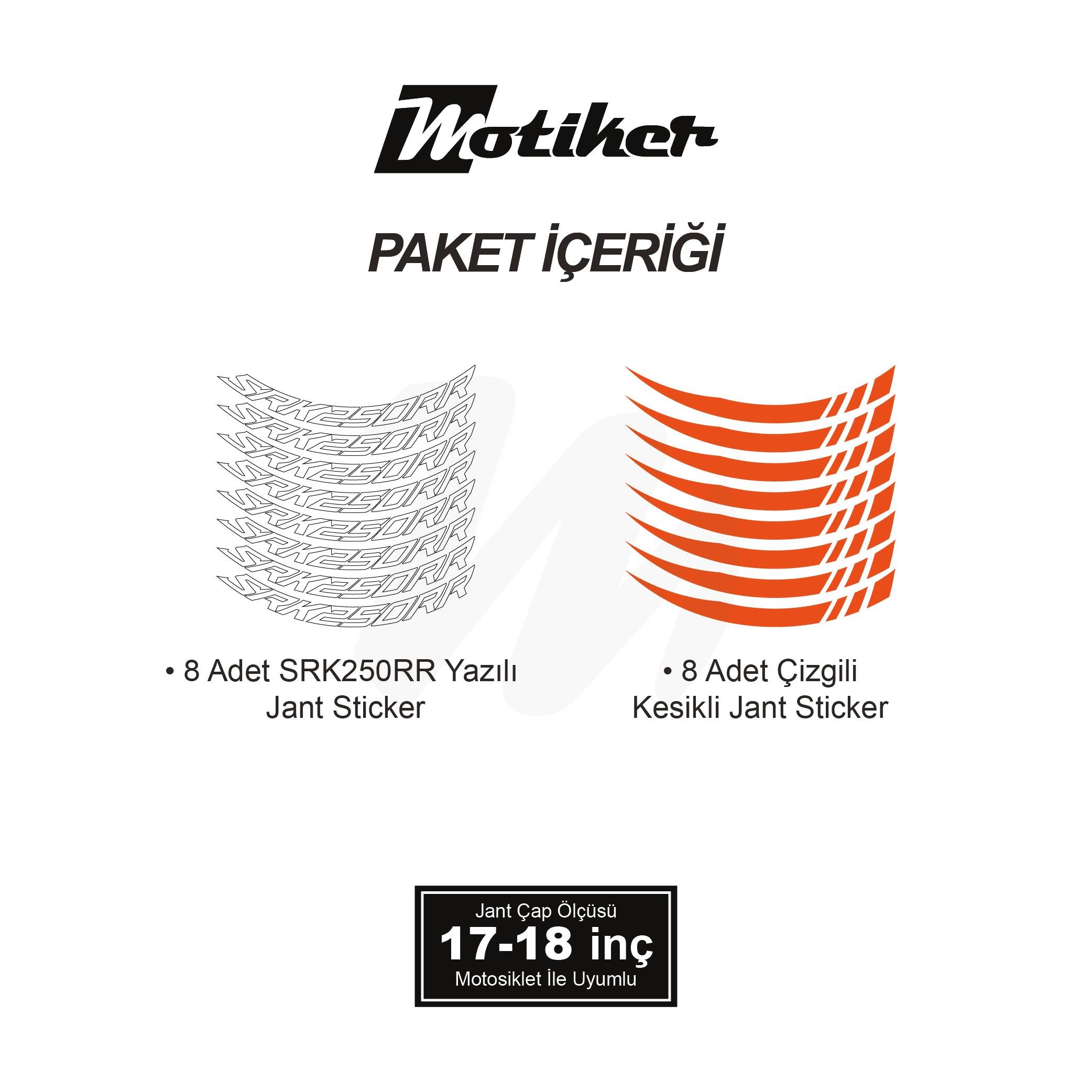 RKSRKS QJMOTOR SRK250RR Geniş Jant Sticker Modeli 16'lı Turuncu Beyaz