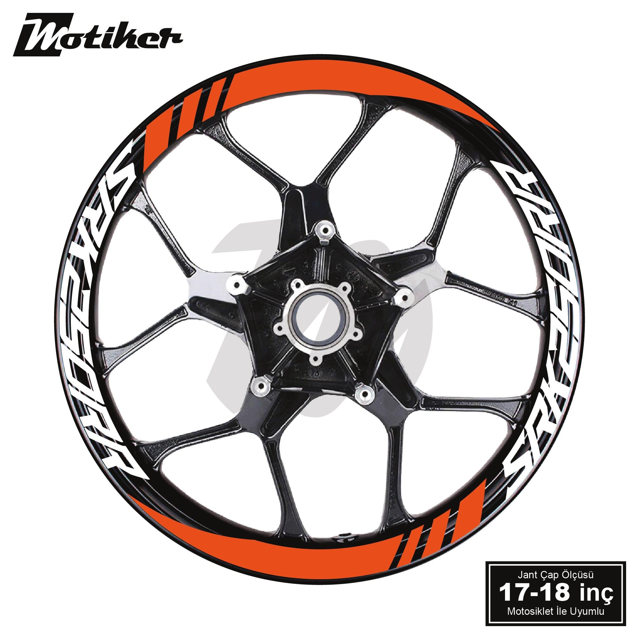RKSRKS QJMOTOR SRK250RR Geniş Jant Sticker Modeli 16'lı Turuncu Beyaz