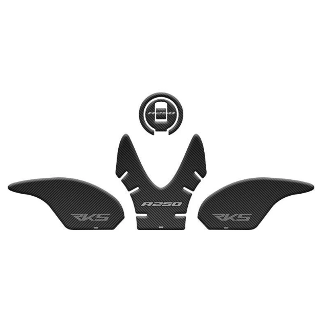 RKS R 250 Motosiklet Tank Pad Sticker Etiket Karbon Çizgili Karbon Desenli Modeli