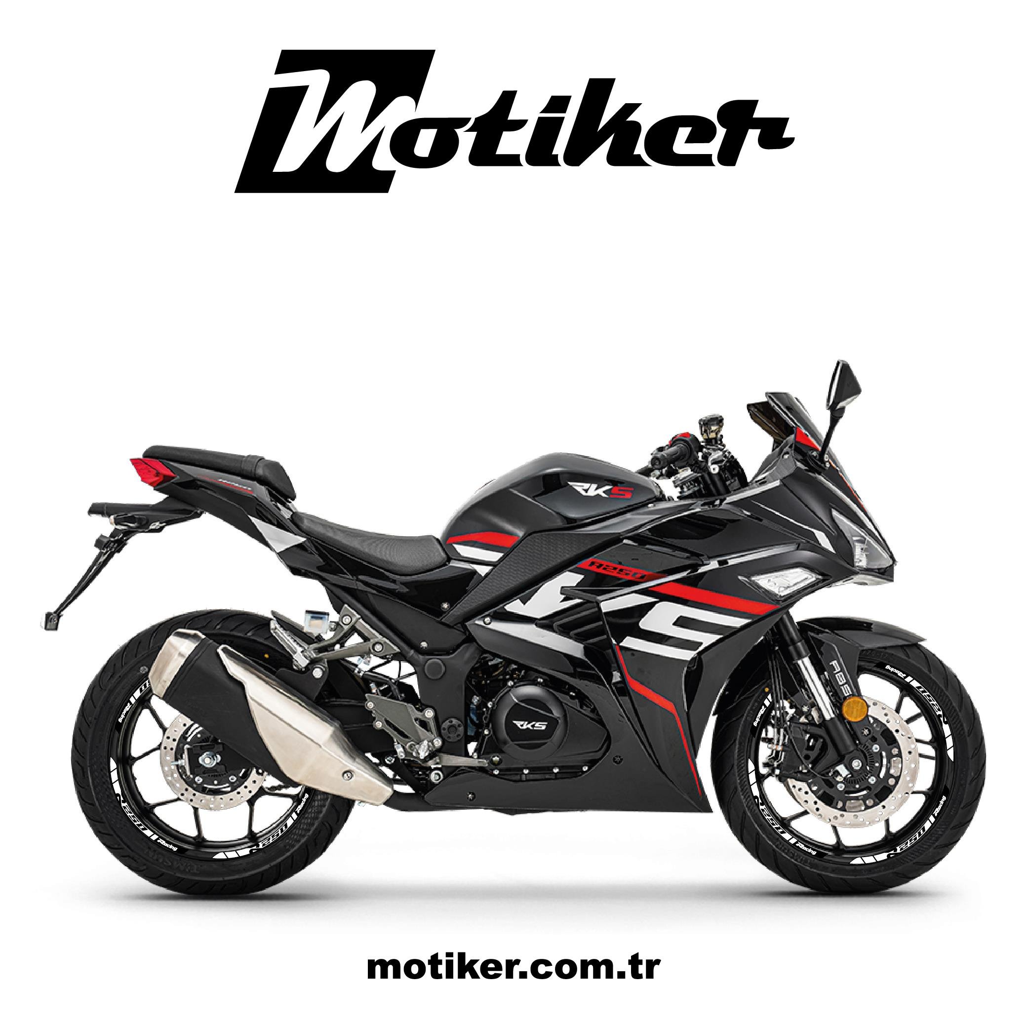 RKS R250 Beyaz Motosiklet Jant Sticker Etiket Çıkartma Modeli
