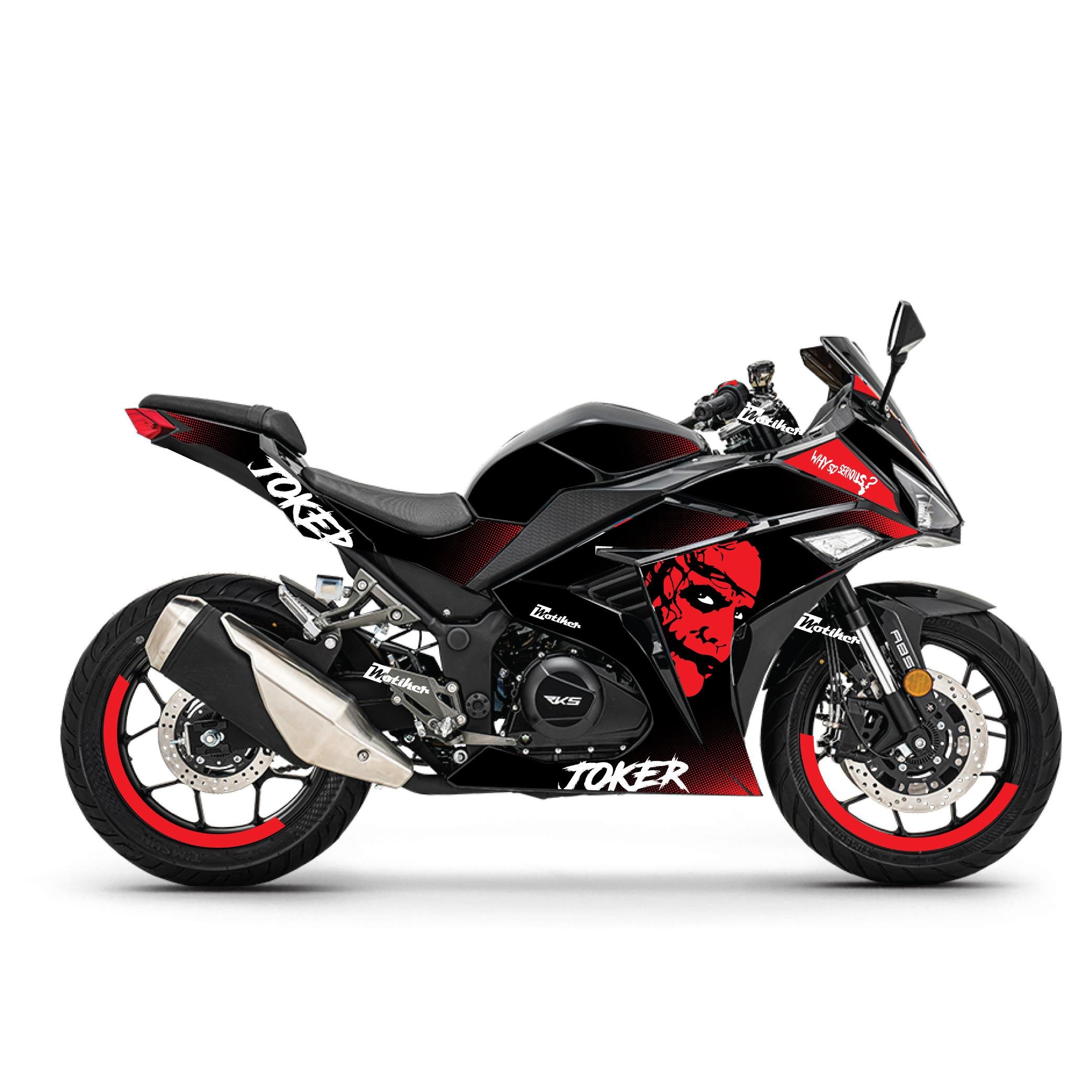 RKS R250 Joker Kırmızı Parçalı Kaplama Sticker Etiket Modeli