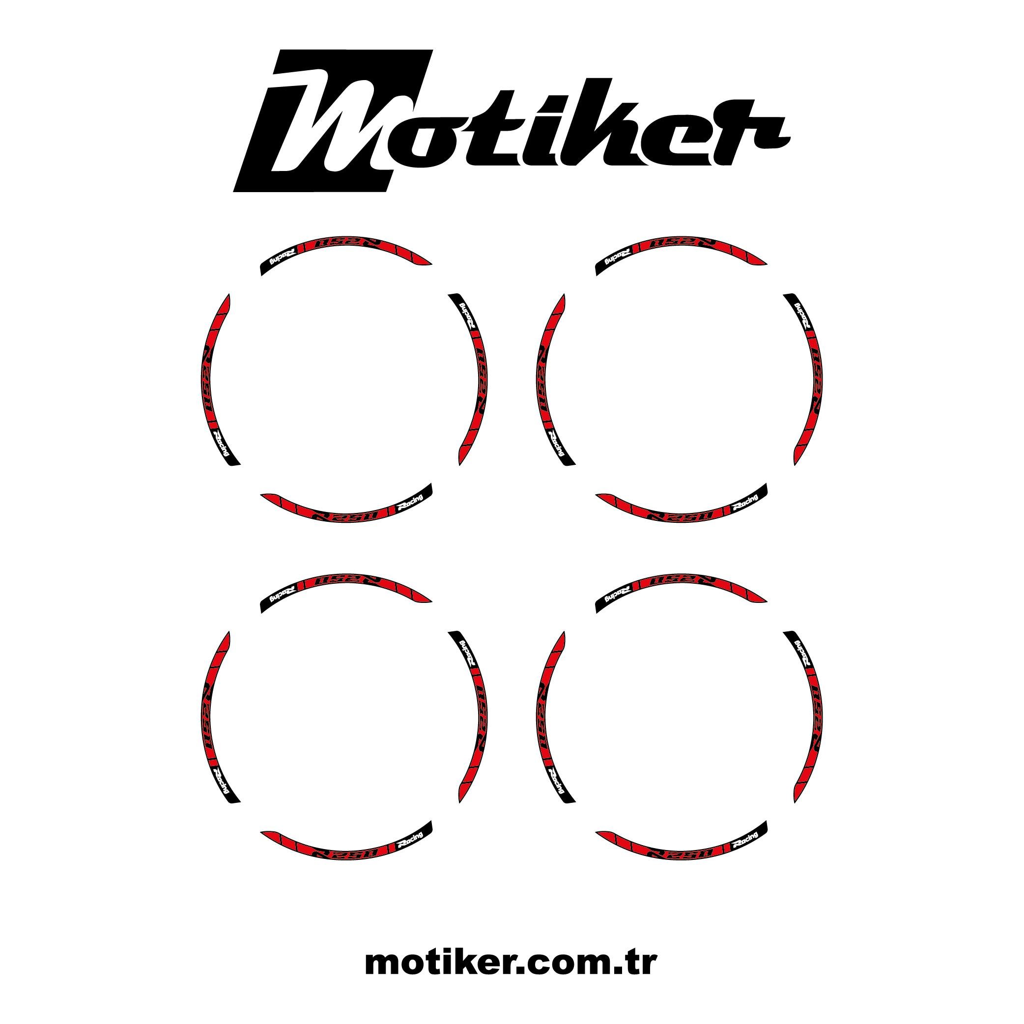 RKS R250 Kırmızı Motosiklet Jant Sticker Etiket Çıkartma Modeli