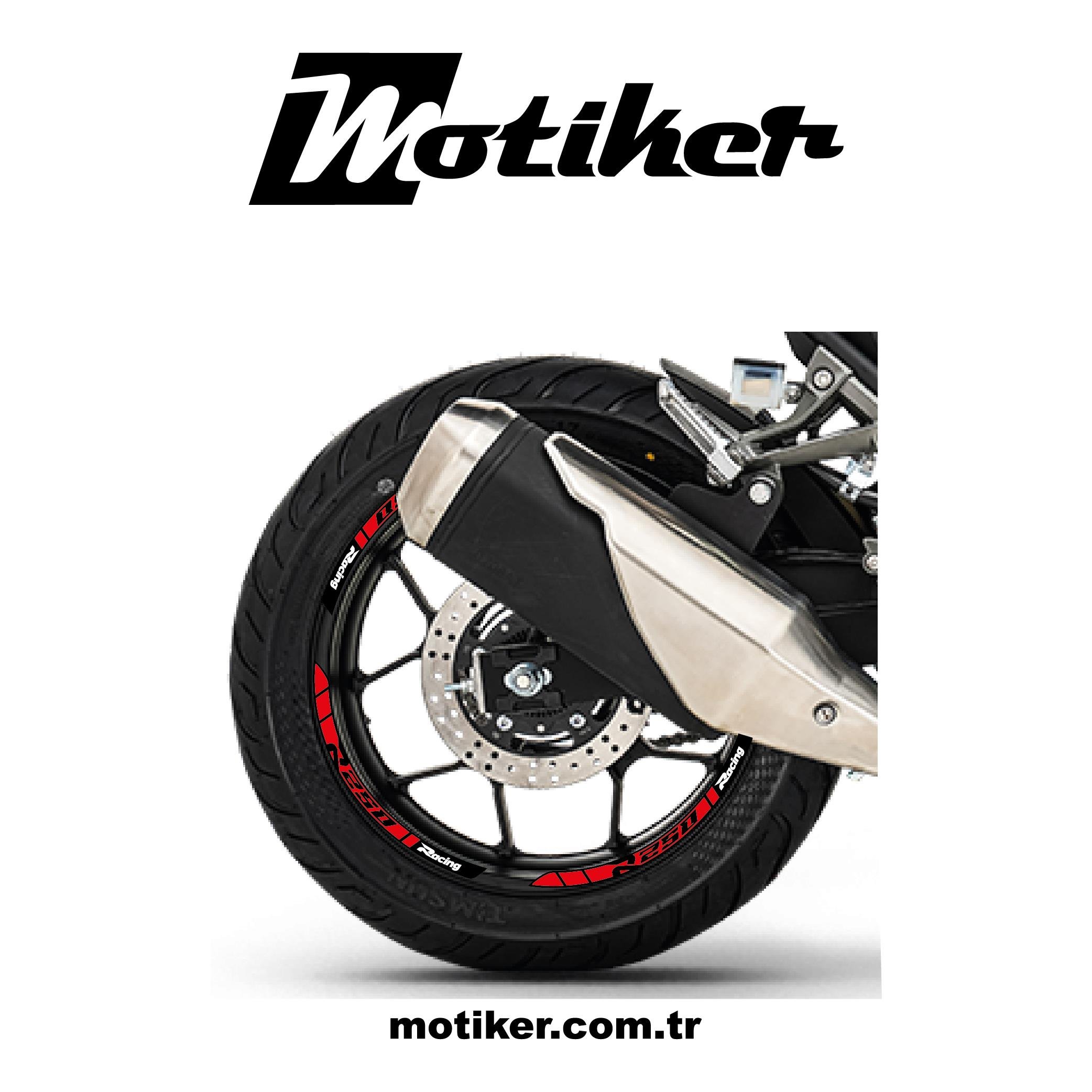 RKS R250 Kırmızı Motosiklet Jant Sticker Etiket Çıkartma Modeli