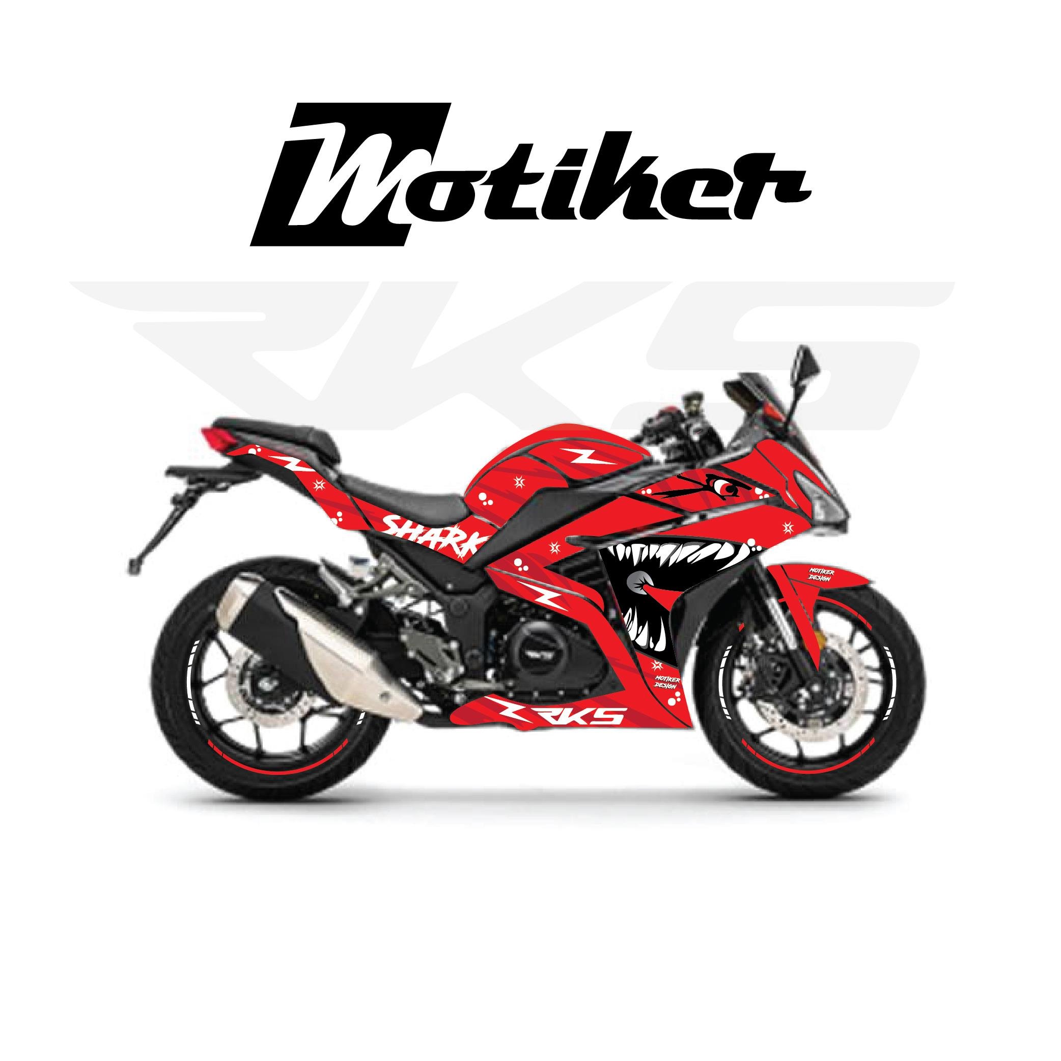 RKS R250 Kırmızı Shark Köpekbalığı Parçalı Motosiklet Kaplama Modeli