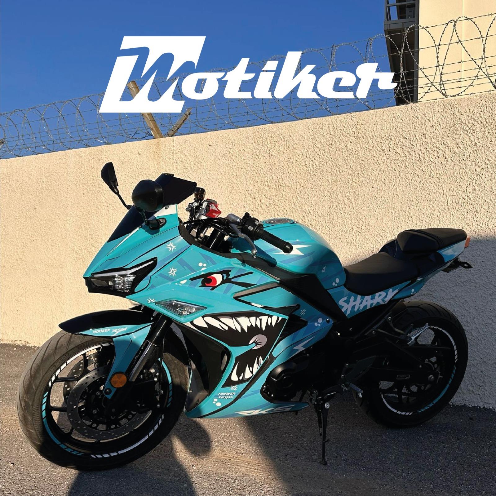 RKSRKS R250 Mavi Shark Köpekbalığı Parçalı Motosiklet Kaplama Modeli