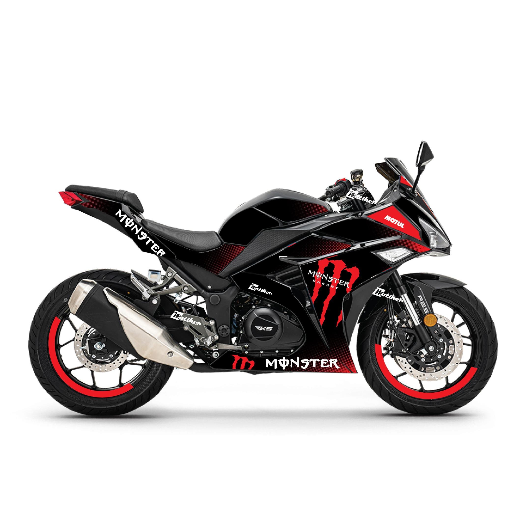 RKS R250 Monster Kırmızı Parçalı Kaplama Sticker Etiket Modeli