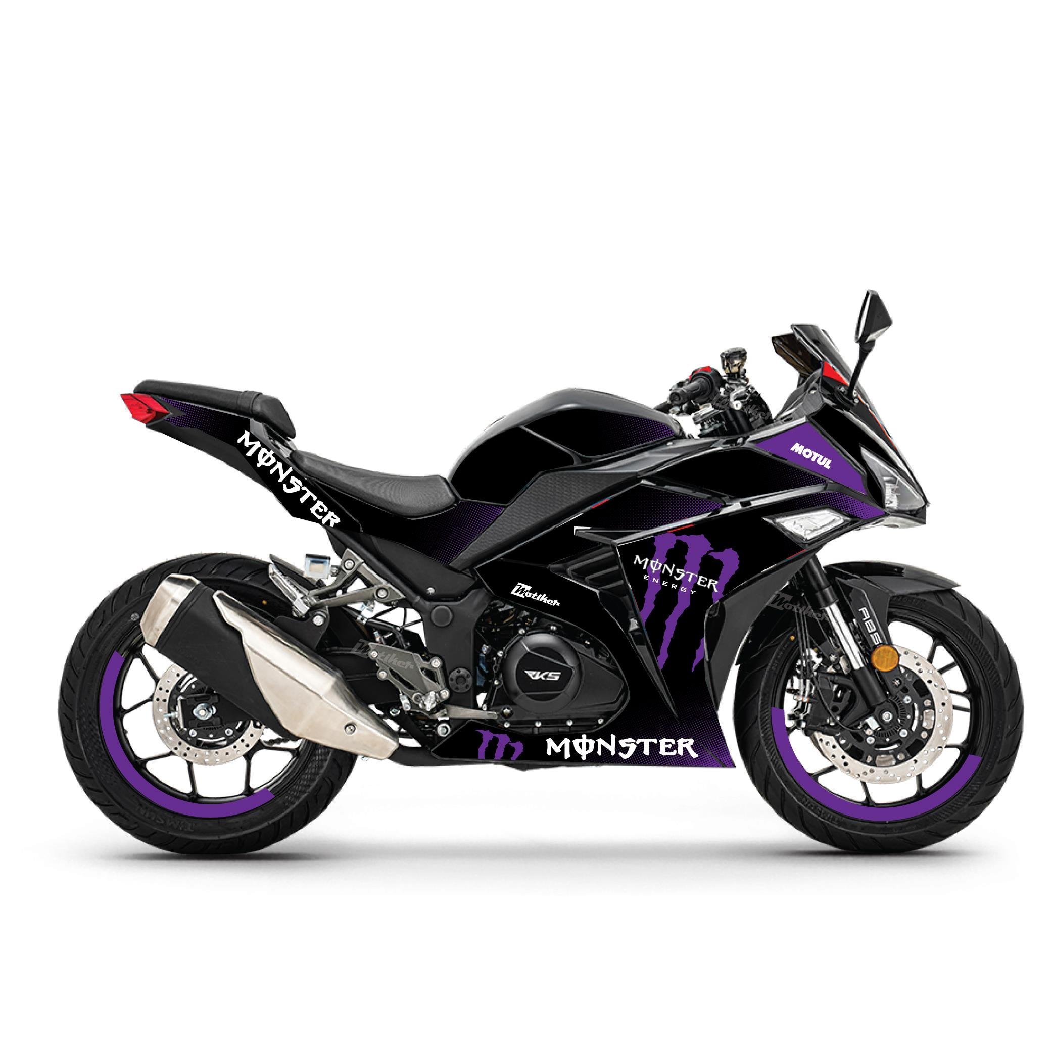 RKS R250 Monster Mor Parçalı Kaplama Sticker Etiket Modeli