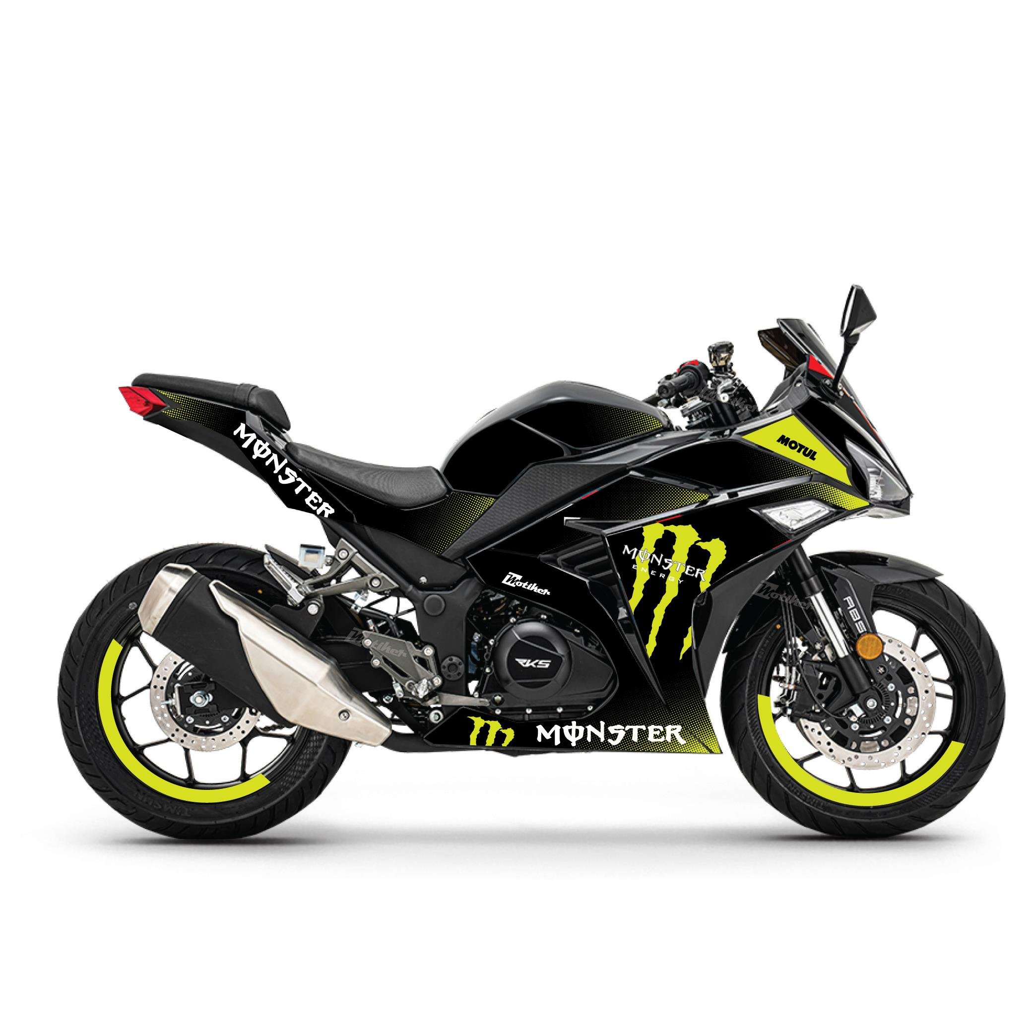 RKS R250 Monster Sarı Parçalı Kaplama Sticker Etiket Modeli