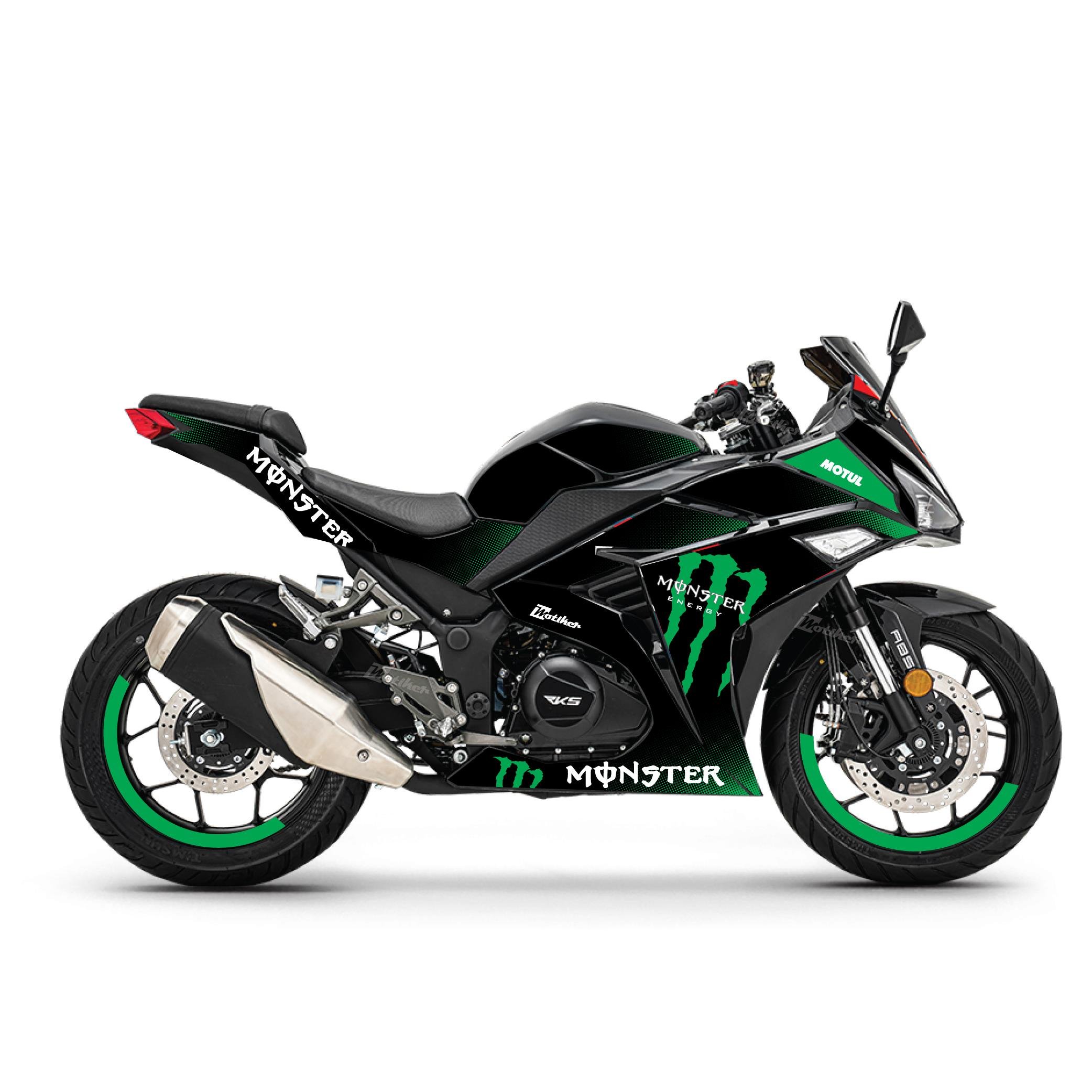 RKS R250 Monster Yeşil Parçalı Kaplama Sticker Etiket Modeli